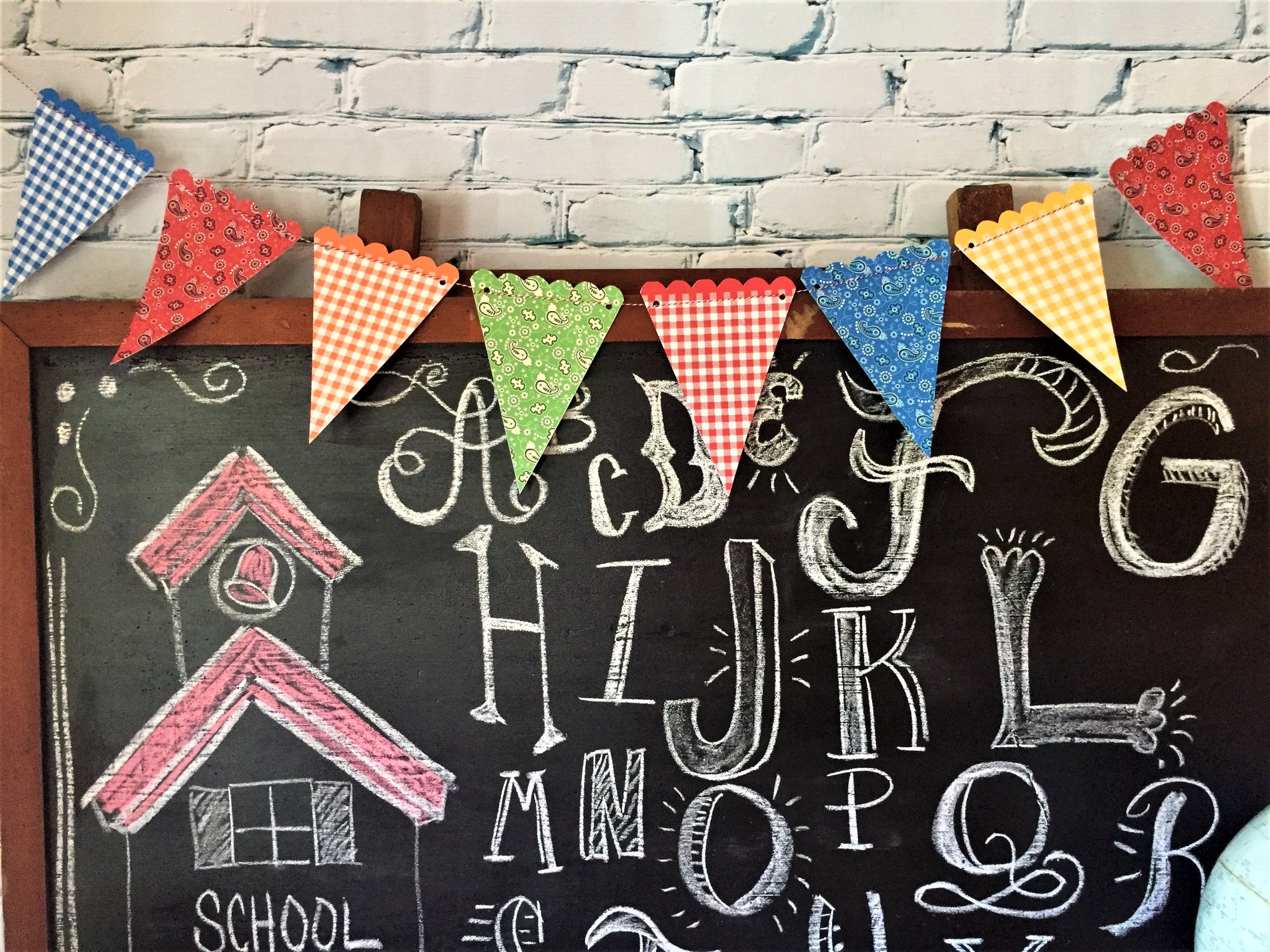 Printable Plaid & Paisley Party Banner, Printable Back to School Banner, Printable BBQ Banner by SUNSHINETULIPDESIGN