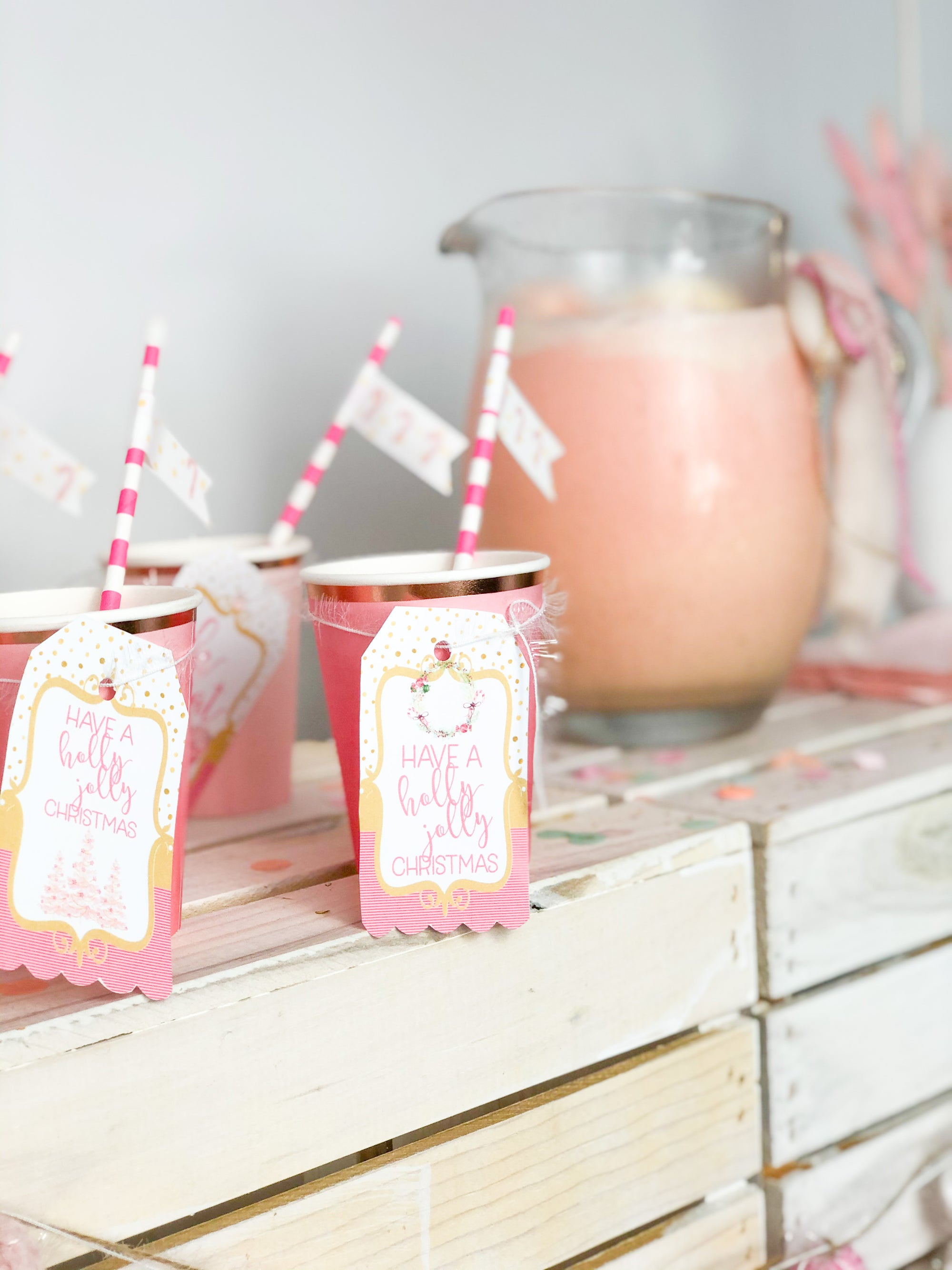 Printable Peppermint Party Package Decorations, Printable Christmas Beverage Bar Decorations by SUNSHINETULIPDESIGN