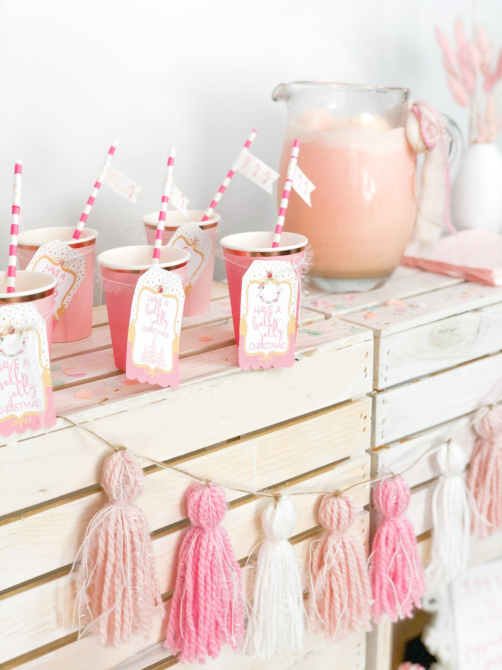 Printable Peppermint Party Package Decorations, Printable Christmas Beverage Bar Decorations by SUNSHINETULIPDESIGN