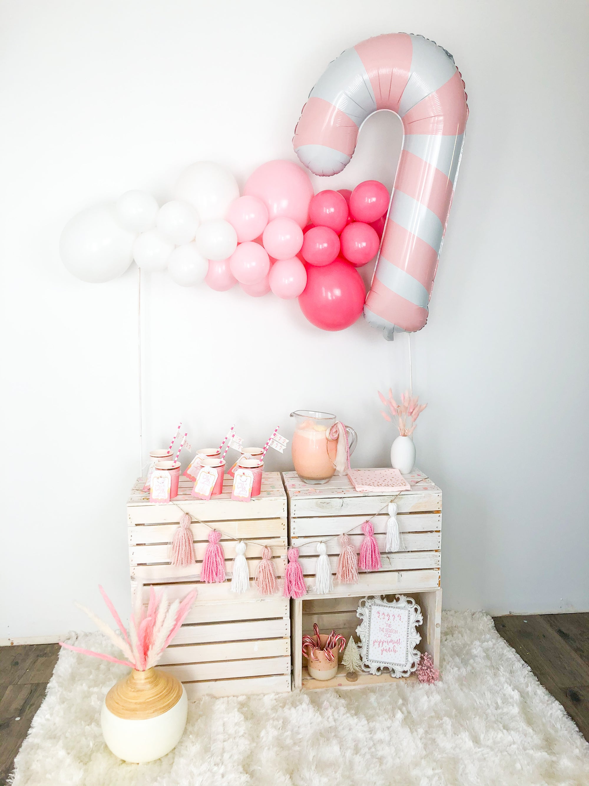 Printable Peppermint Party Package Decorations, Printable Christmas Beverage Bar Decorations by SUNSHINETULIPDESIGN