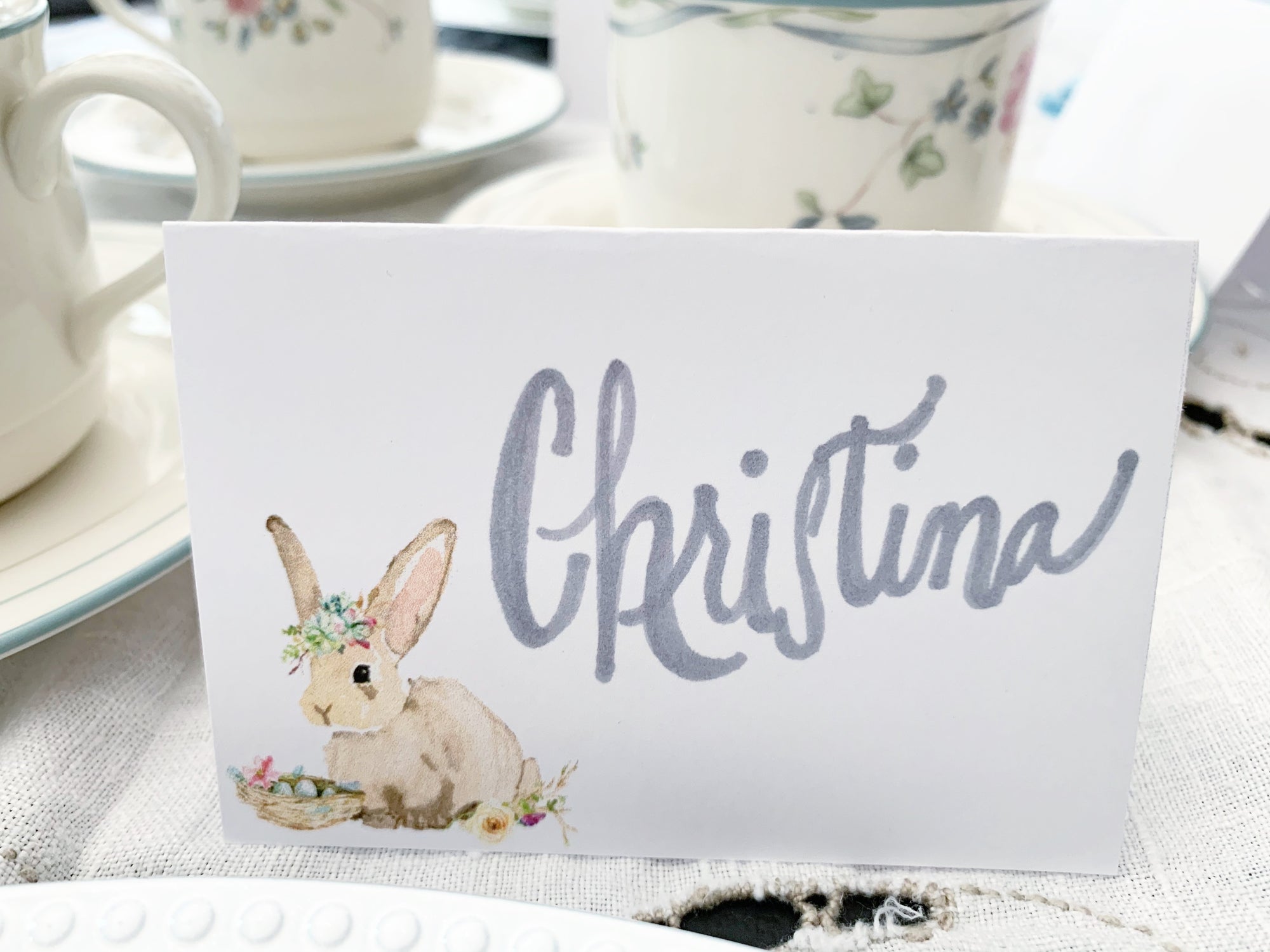 Printable Bunny and Floral Food Label Tent Cards, Easter, Holiday & All Occasion by SUNSHINETULIPDESIGN