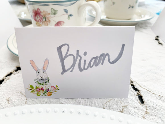 Printable Bunny and Floral Food Label Tent Cards, Easter, Holiday & All Occasion by SUNSHINETULIPDESIGN