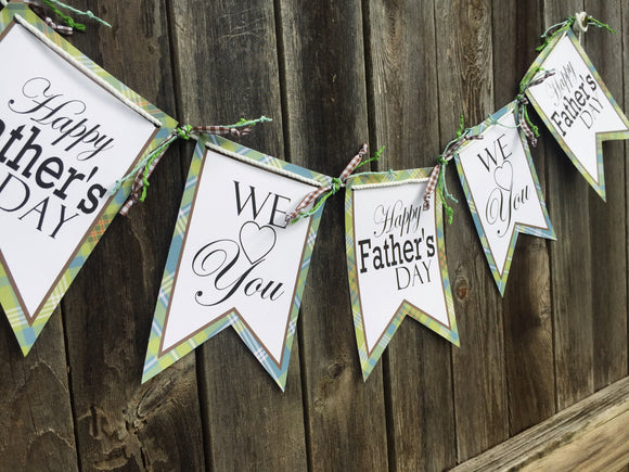 Printable Happy Father's Day Banner, Printable Plaid Fathers Day Party Banner by SUNSHINETULIPDESIGN