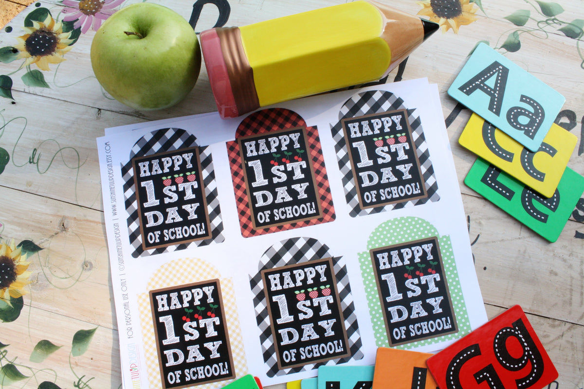 Printable Welcome Back To School Gift Tags, Happy 1st Day Back to School Printable Teacher Appreciation Tags by SUNSHINETULIPDESIGN