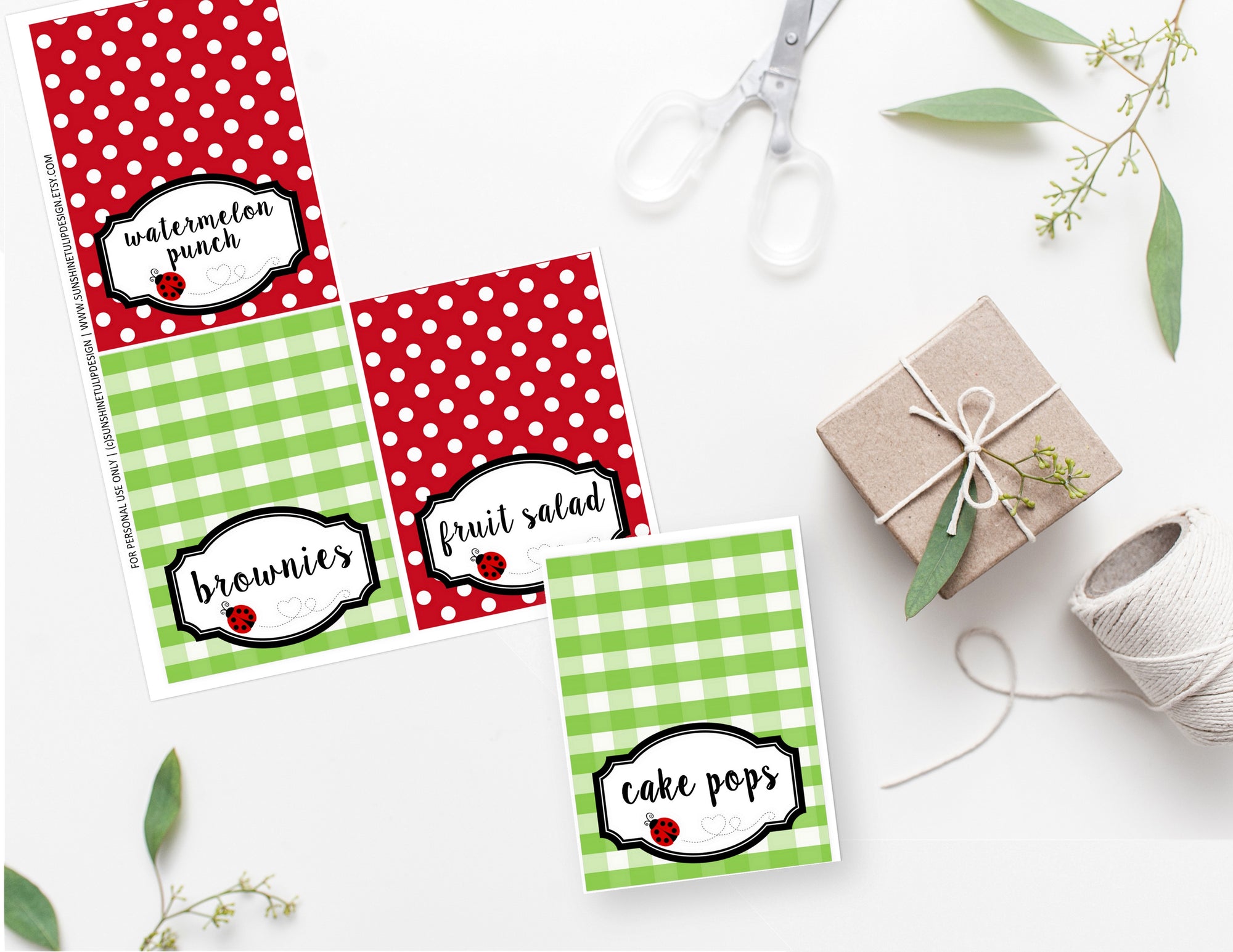 Printable Little Ladybug Birthday Party Package, LadyBug Party Decorations by SUNSHINETULIPDESIGN