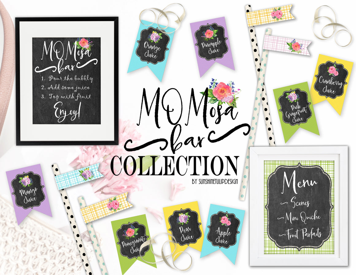 Printable Mimosa, MOMosa Bar Collection, Printable Mother's Day Party Decorations, Instant Download MOMosa Bar Brunch Party by SUNSHINETULIPDESIGN