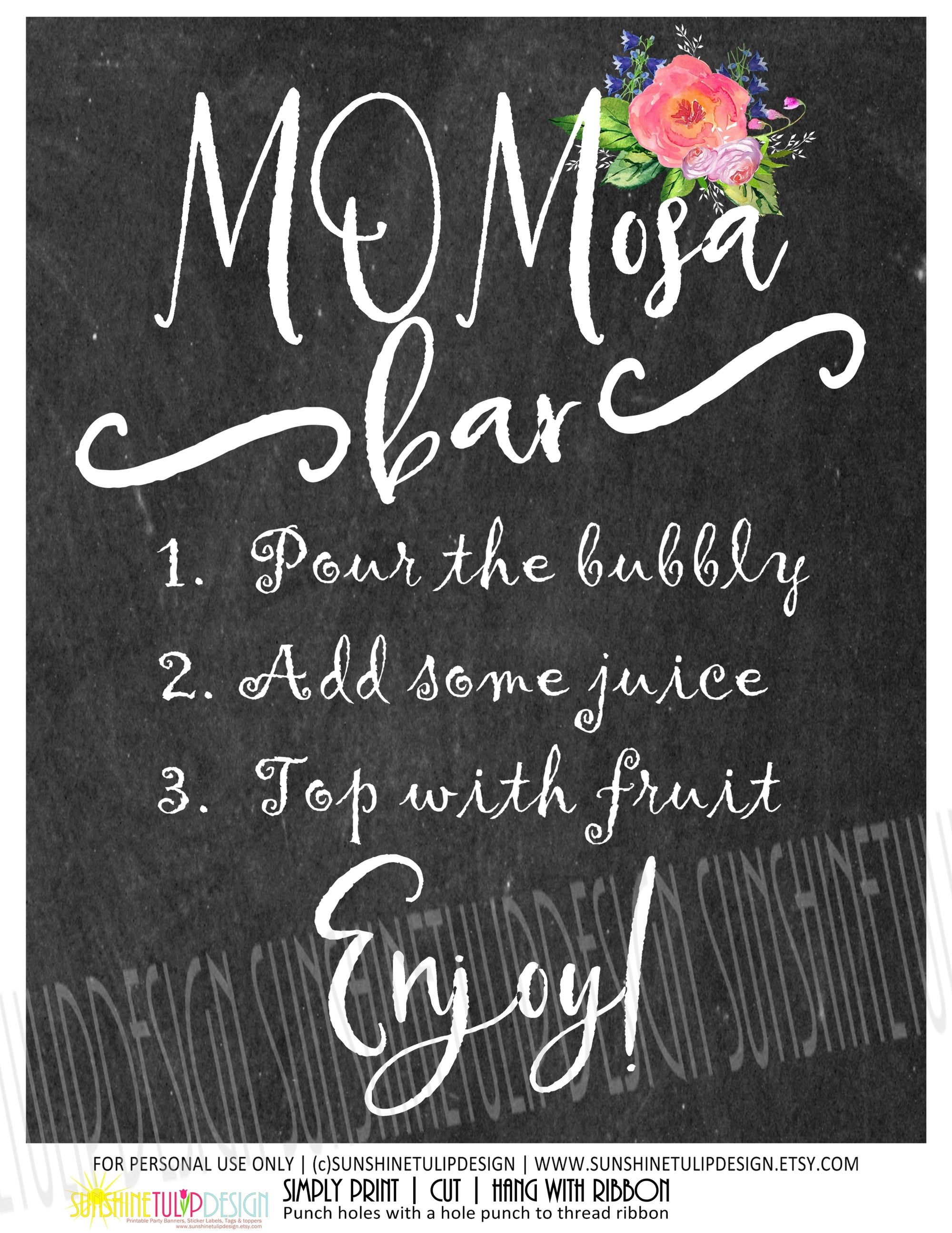 Printable Mimosa, MOMosa Bar Collection, Printable Mother's Day Party Decorations, Instant Download MOMosa Bar Brunch Party by SUNSHINETULIPDESIGN