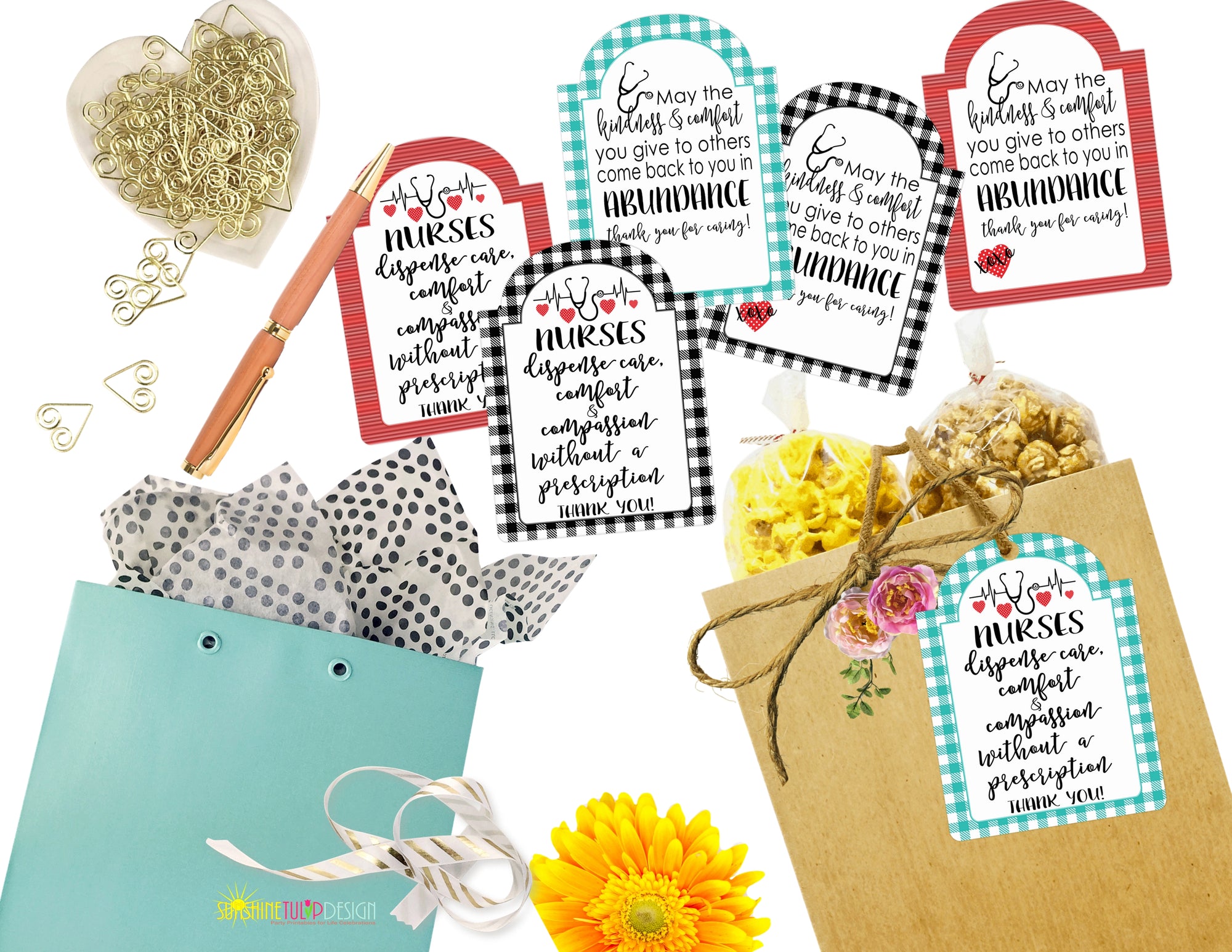 Nurse Appreciation Gift Tags, Thank you Nurse Appreciation Tags by SUNSHINETULIPDESIGN