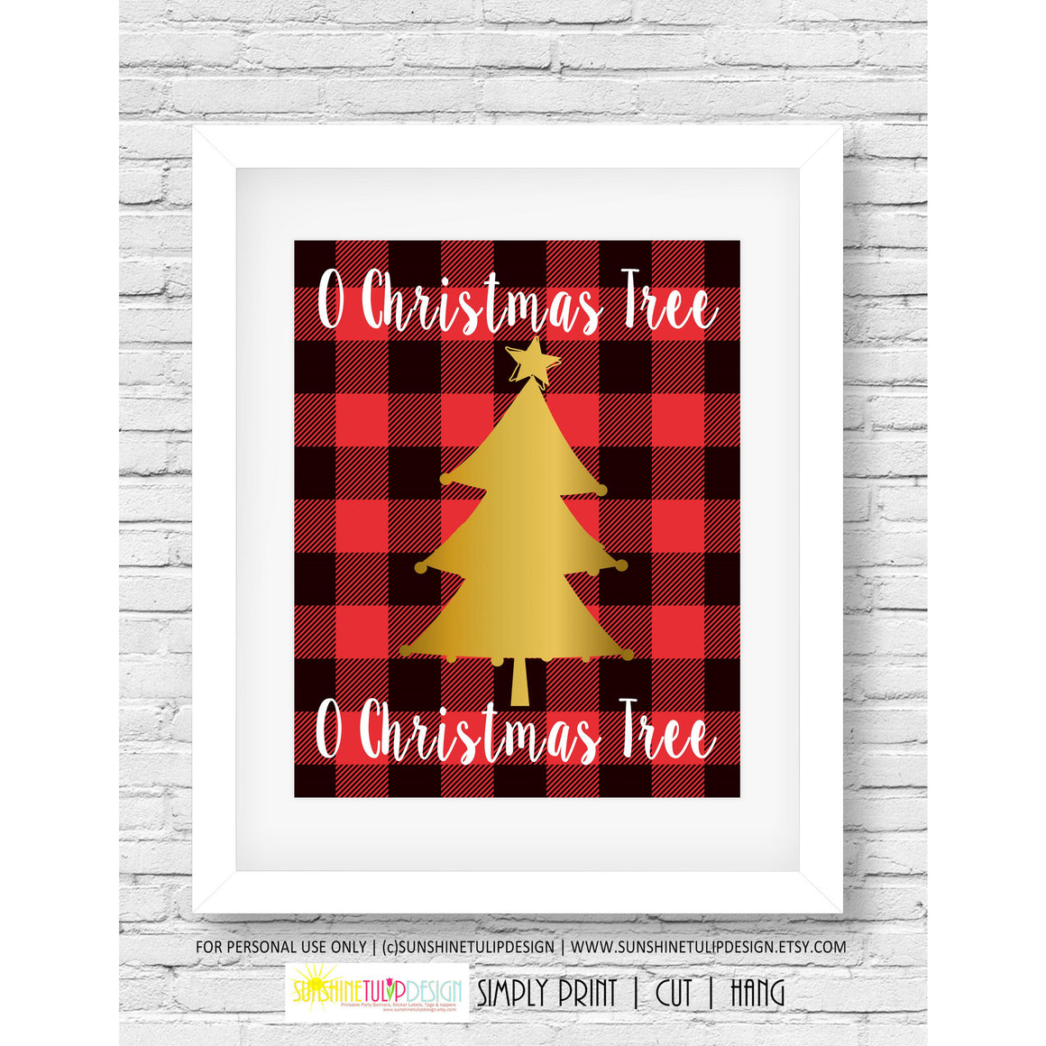 Printable Christmas Wall Decor, Christmas Print Art, Buffalo Plaid Christmas Tree  by SUNSHINETULIPDESIGN - Sunshinetulipdesign - 1
