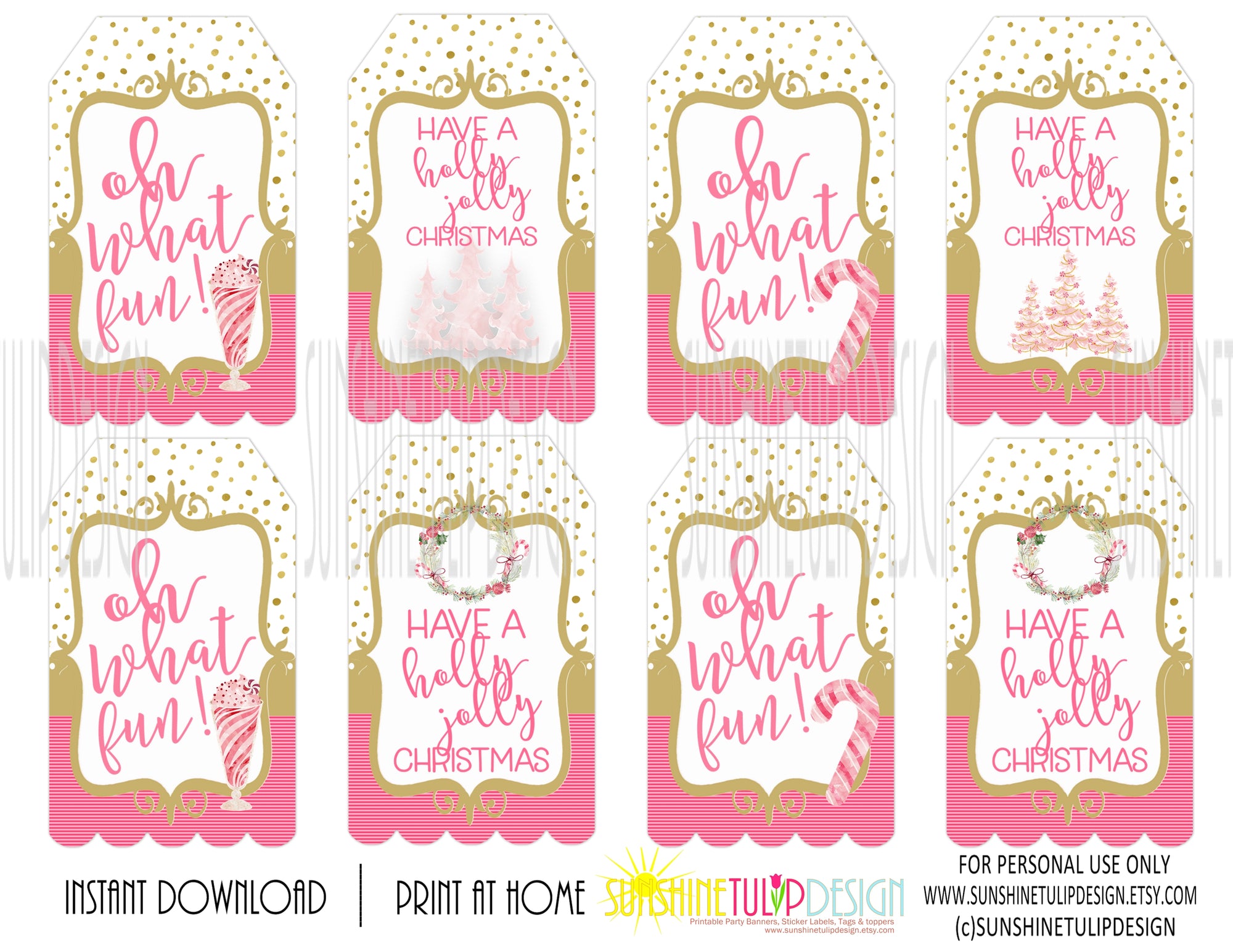 Printable Peppermint Party Package Decorations, Printable Christmas Beverage Bar Decorations by SUNSHINETULIPDESIGN