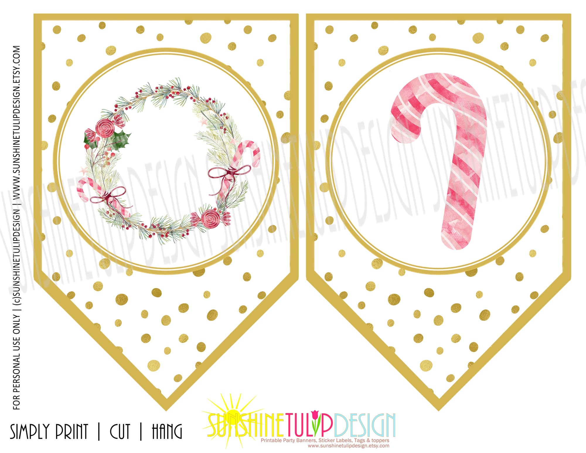 Printable Peppermint Party Package Decorations, Printable Christmas Beverage Bar Decorations by SUNSHINETULIPDESIGN