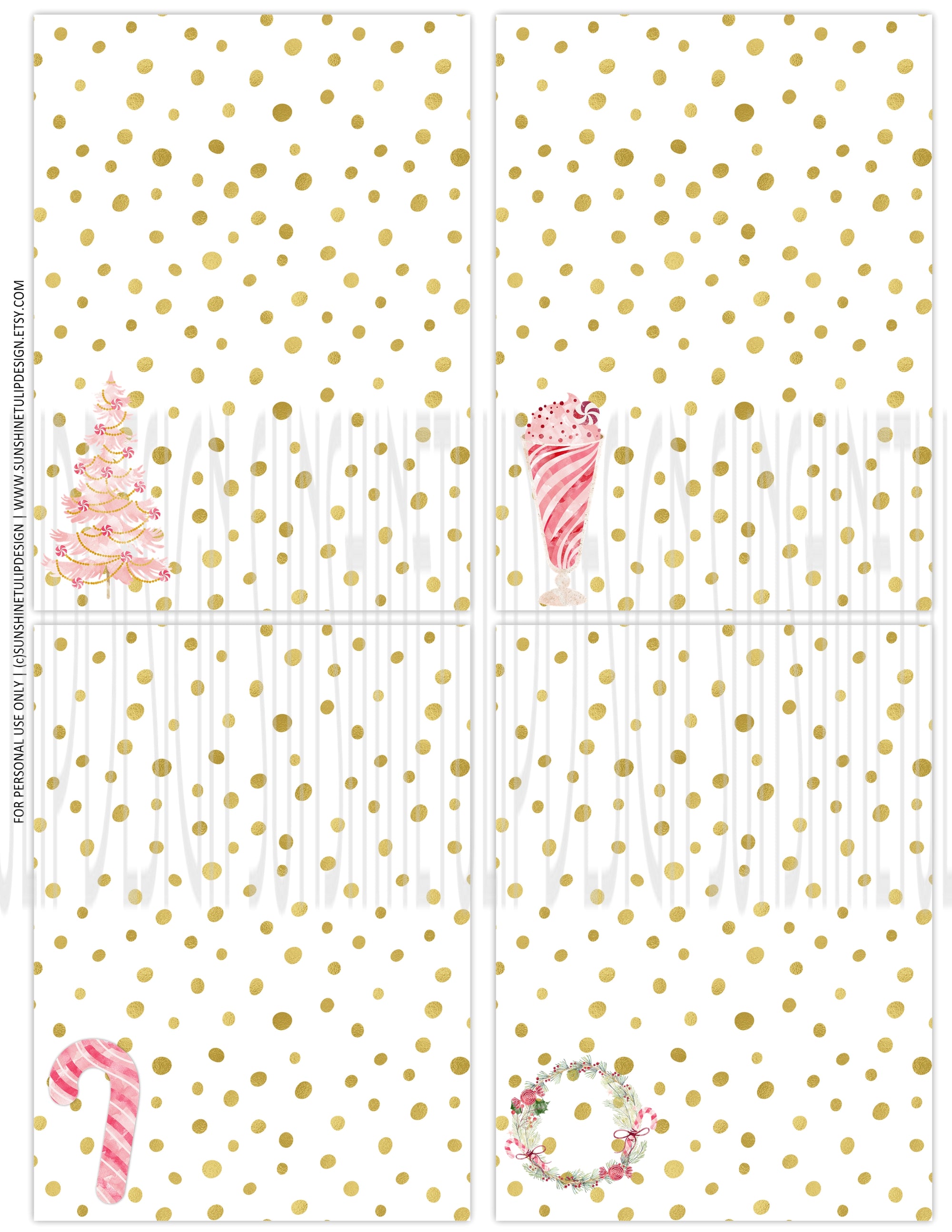 Printable Peppermint Party Package Decorations, Printable Christmas Beverage Bar Decorations by SUNSHINETULIPDESIGN