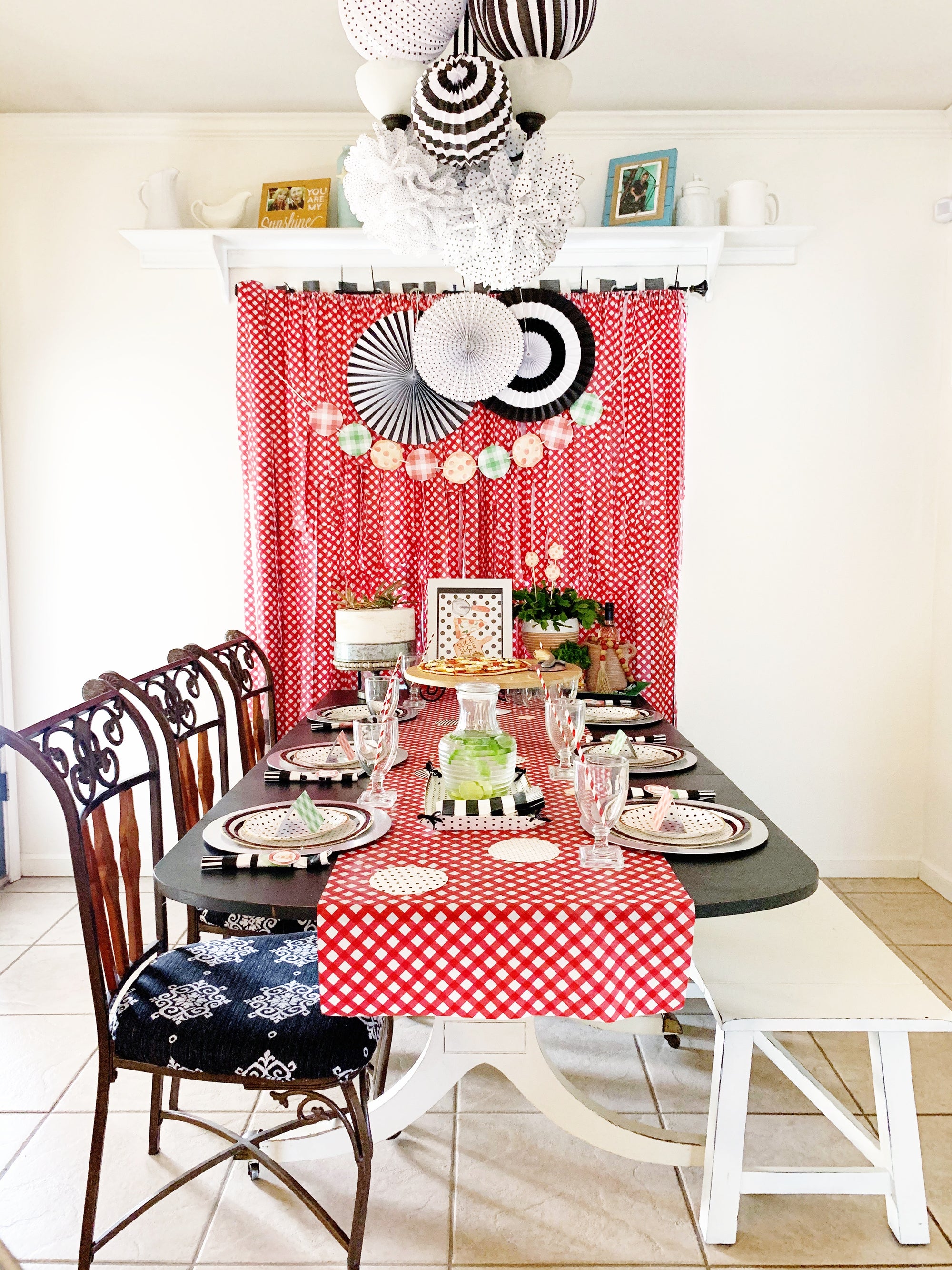 Printable Pizza Party Decorations, Instant Download Polka Dot Pizza Party Package by SUNSHINETULIPDESIGN