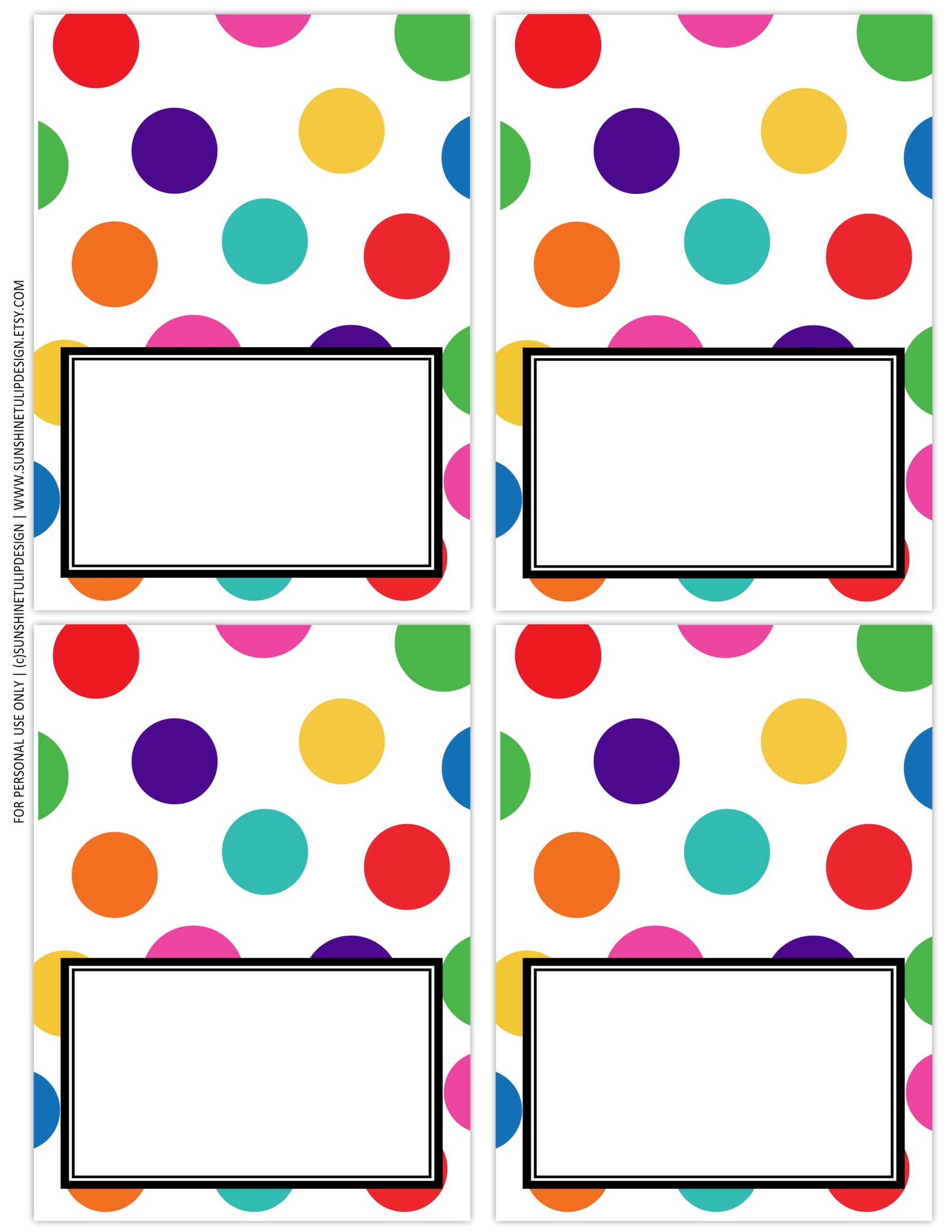 Printable Polka Dot Birthday Collection, Printable Rainbow Polka Dot Party Decorations by SUNSHINETULIPDESIGN