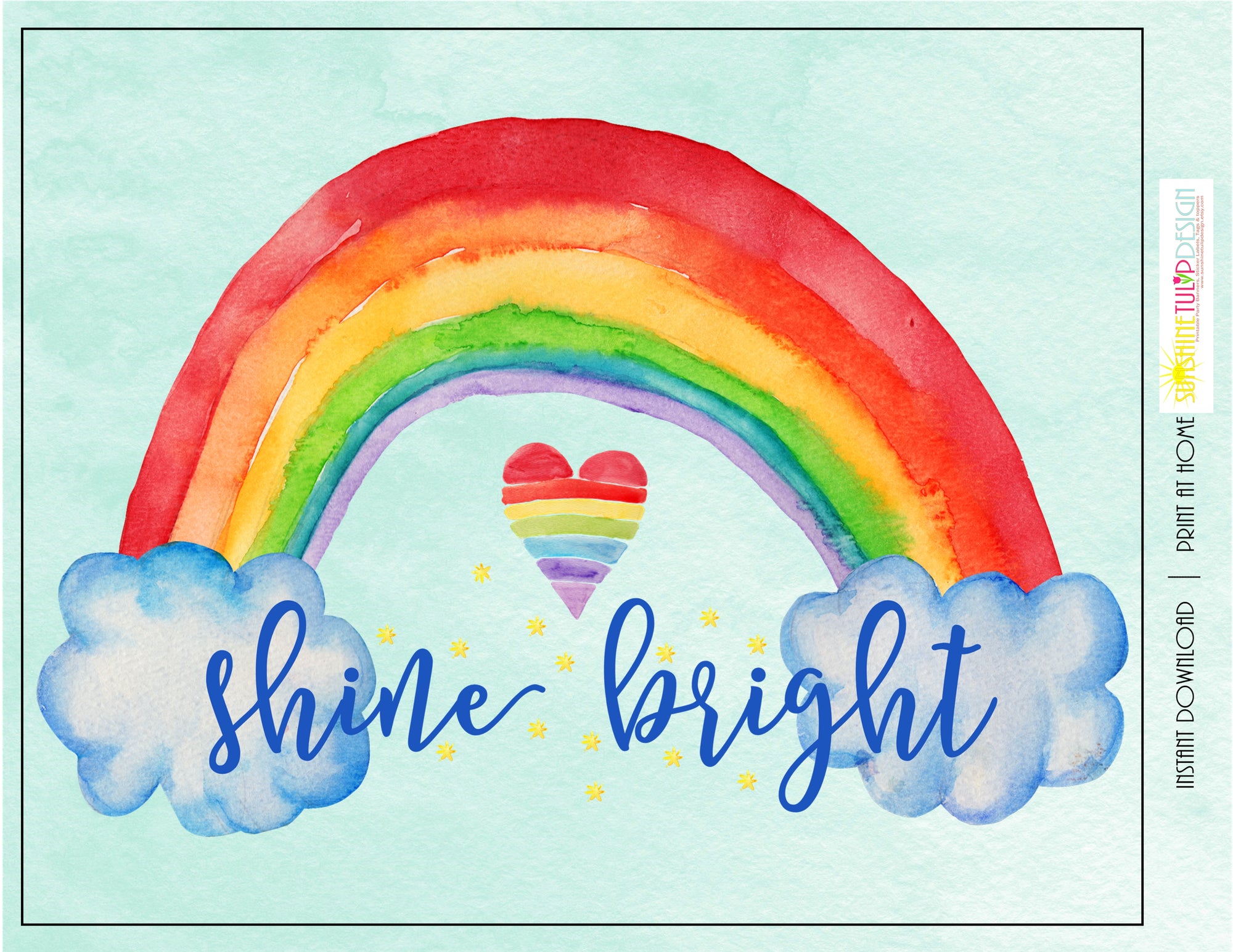 Printable Rainbow Party Package, Printable Rainbow Party Decorations, Instant Download Rainbow Party by SUNSHINETULIPDESIGN