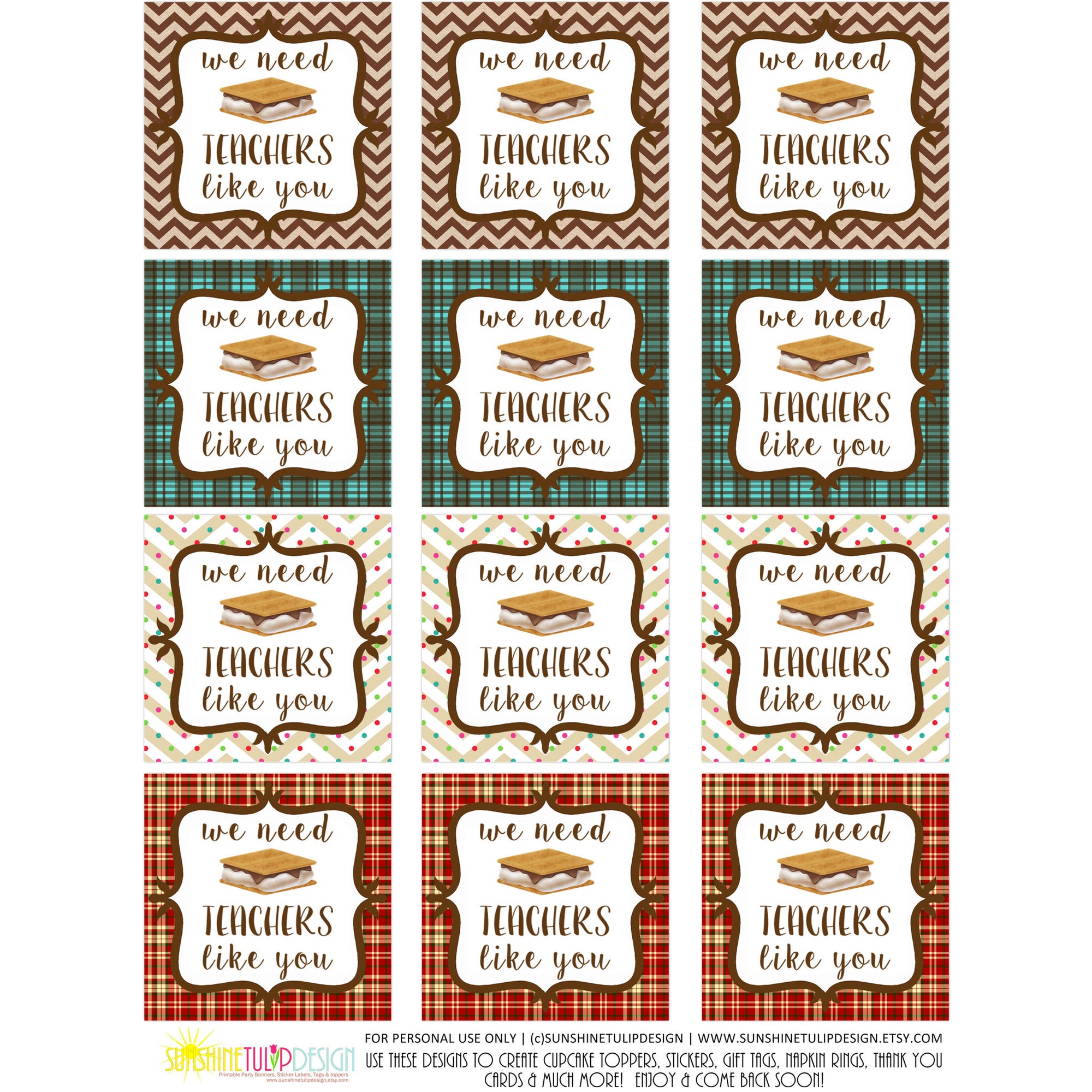Printable We Need SMORE Teachers Like You Tags, Teacher Appreciation F - Sunshinetulipdesign printable-we-need-smore-teachers-like-you-tags-teacher-appreciation-f-sunshinetulipdesign