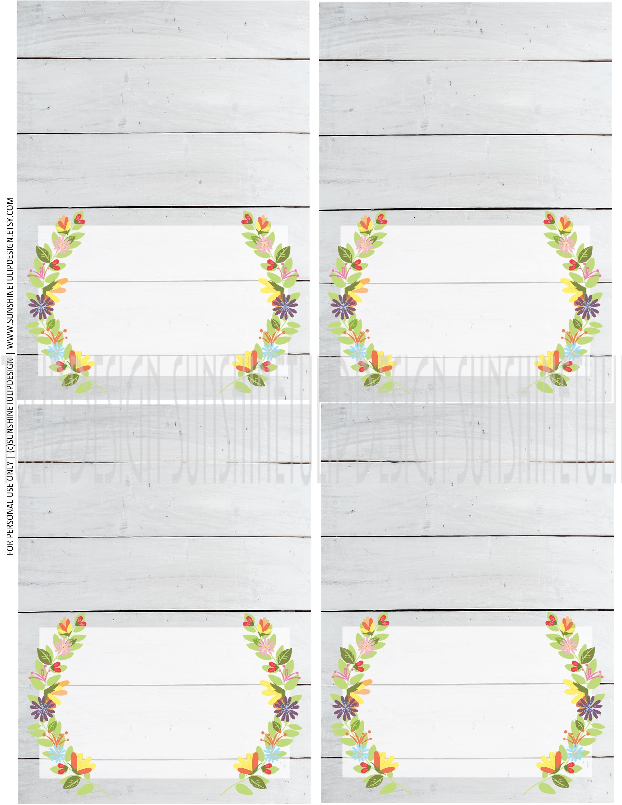 Printable Floral Shiplap Food Label Tent Cards, Blank Floral Spring All Occasion cards by SUNSHINETULIPDESIGN