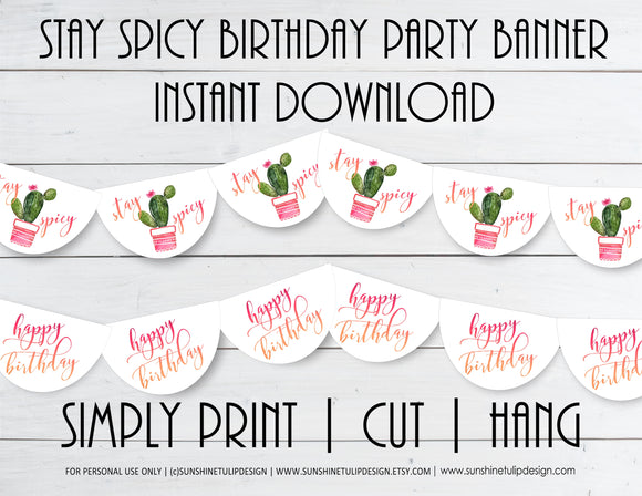 cactus birthday banner