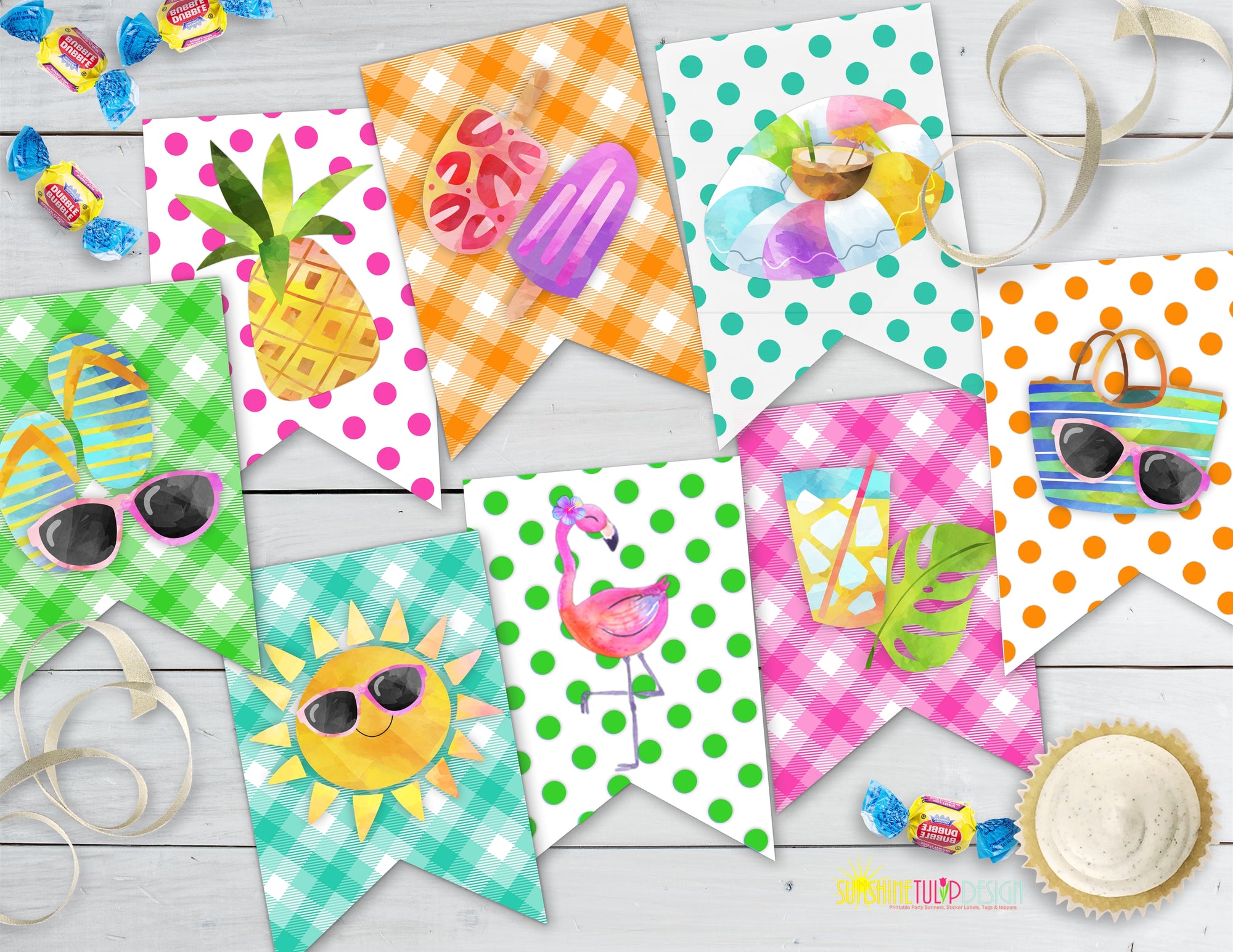 Printable Summer Banner, Pool Party Banner by SUNSHINETULIPDESIGN