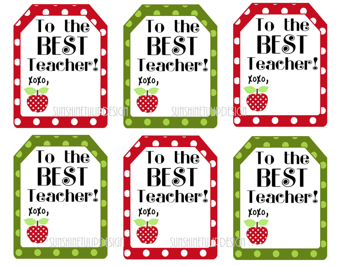 Printable Teacher Appreciation Gift Tags, The Best Teacher Gift Tags by Sunshinetulipdesign - Sunshinetulipdesign