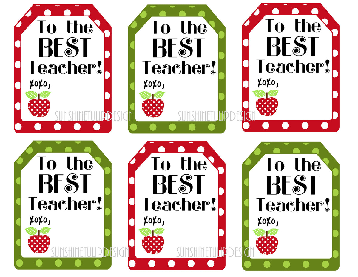 Printable Teacher Appreciation Gift Tags, The Best Teacher Gift Tags by Sunshinetulipdesign