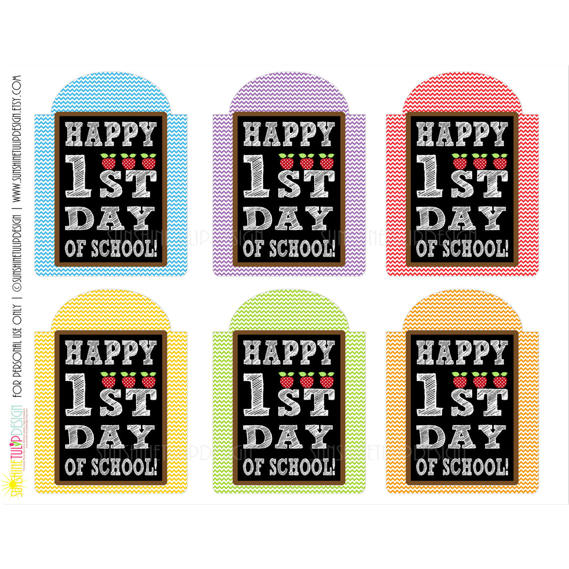 Printable Welcome Back To School Gift Tags, Happy 1st Day Back to School Printable Teacher Appreciation Tags by SUNSHINETULIPDESIGN - Sunshinetulipdesign