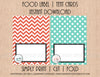 Printable Food Label Buffet Tent Cards Coral & Aqua Chevron - Sunshinetulipdesign