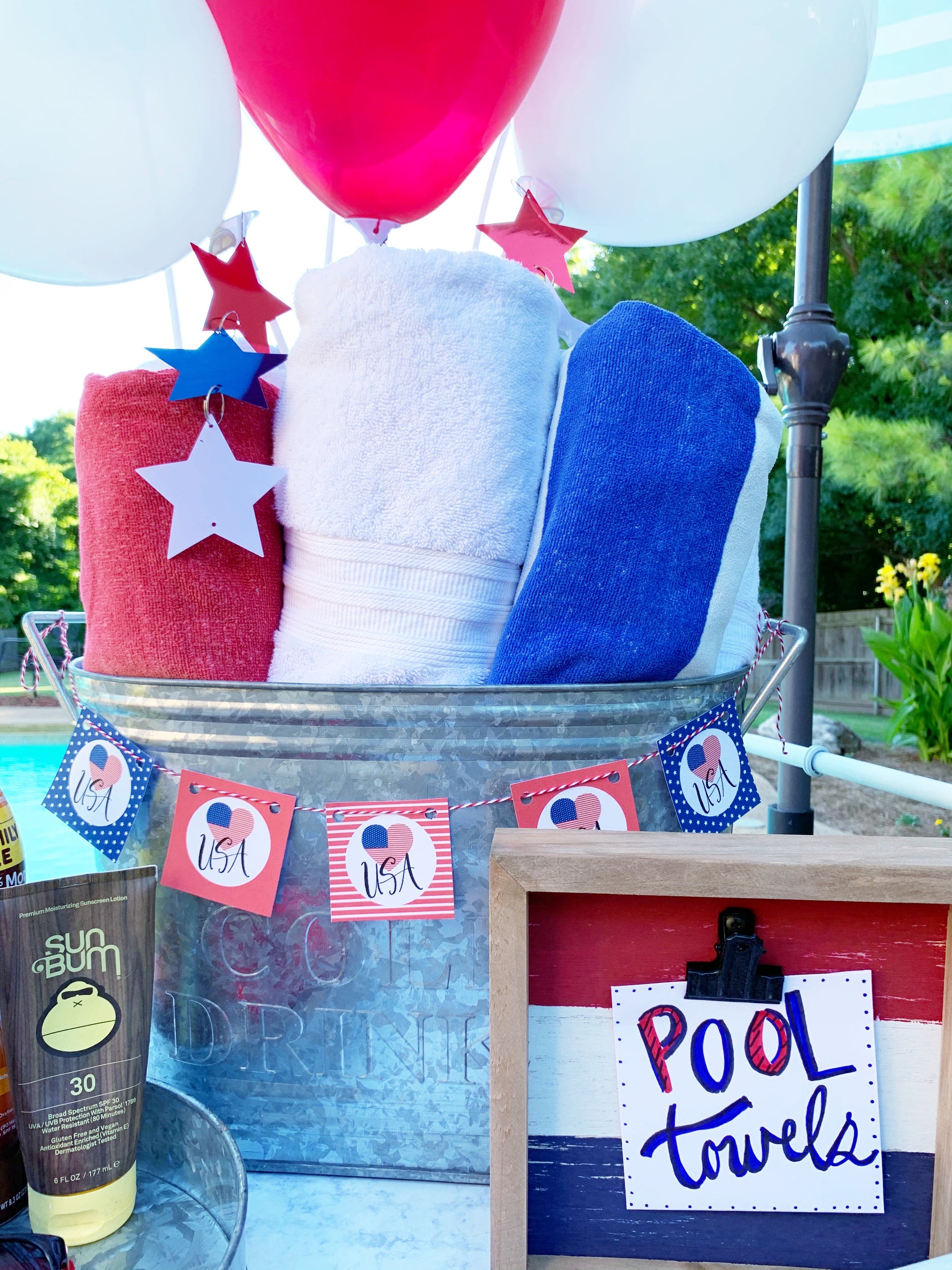 Printable 4th of July Decorations, Printable Patriotic Party Decorations, Printable Memorial Day Decorations by SUNSHINETULIPDESIGN