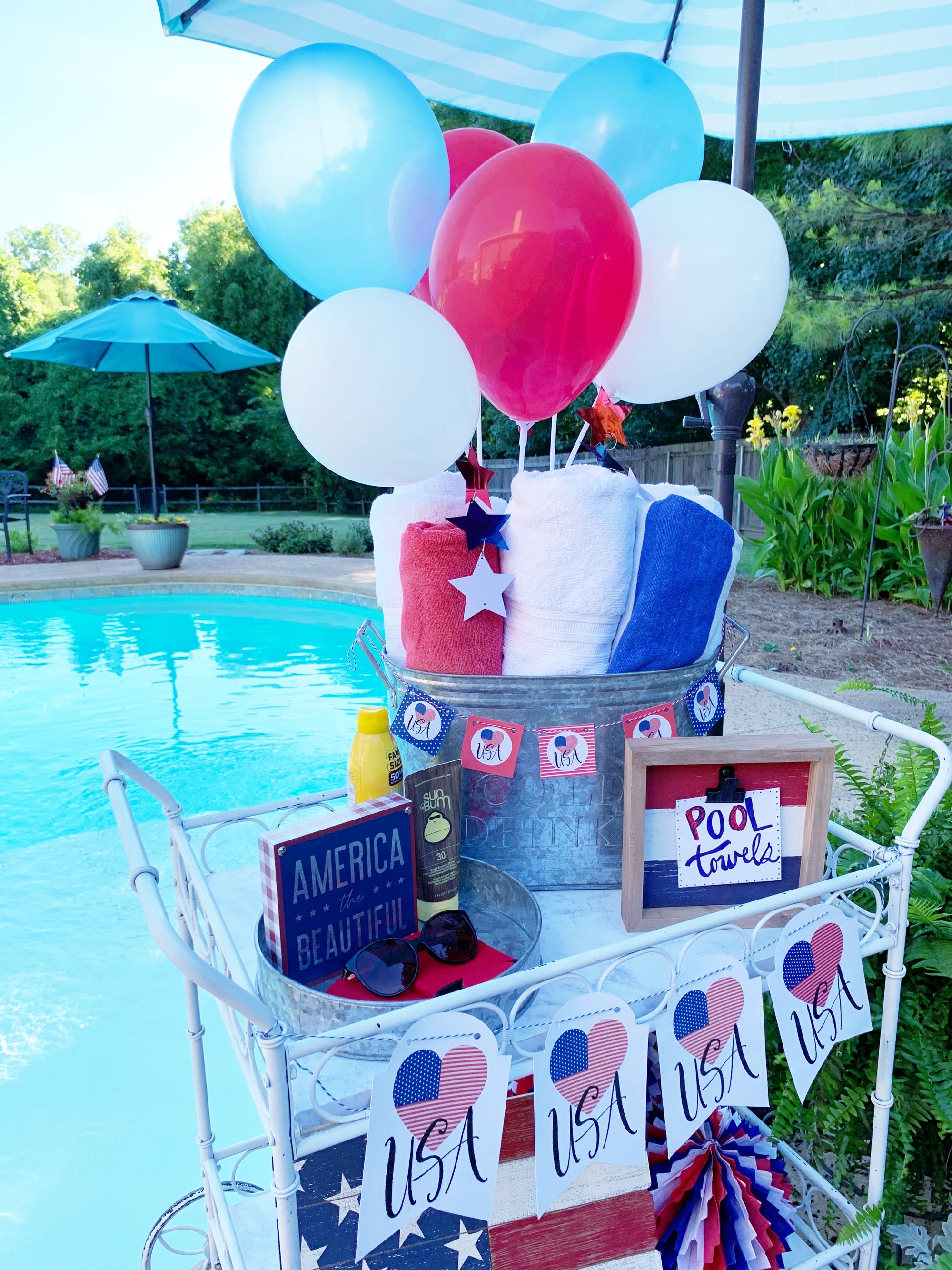 Printable 4th of July Decorations, Printable Patriotic Party Decorations, Printable Memorial Day Decorations by SUNSHINETULIPDESIGN