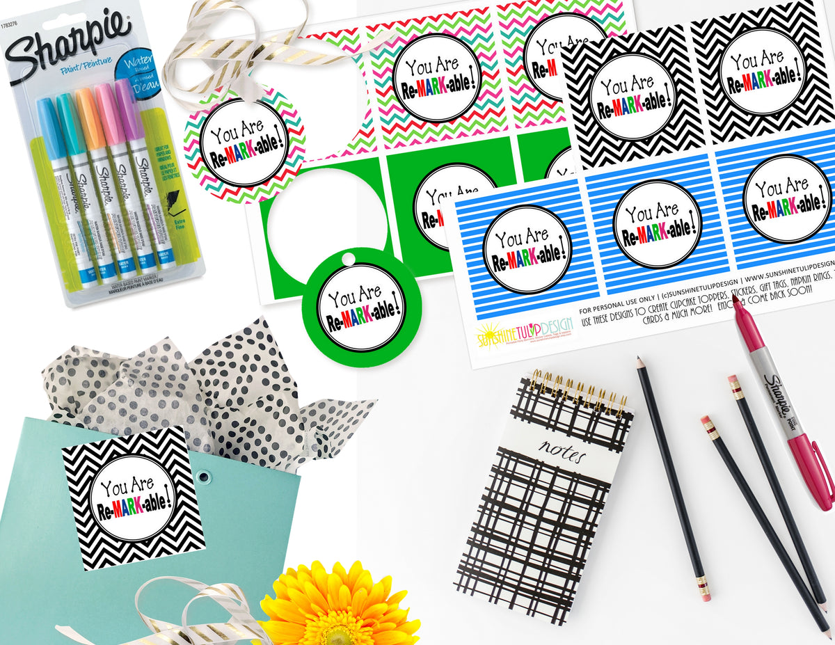 Printable Teacher Appreciation Gift Tags, You are ReMARKable Gift Tags by SUNSHINETULIPDESIGN