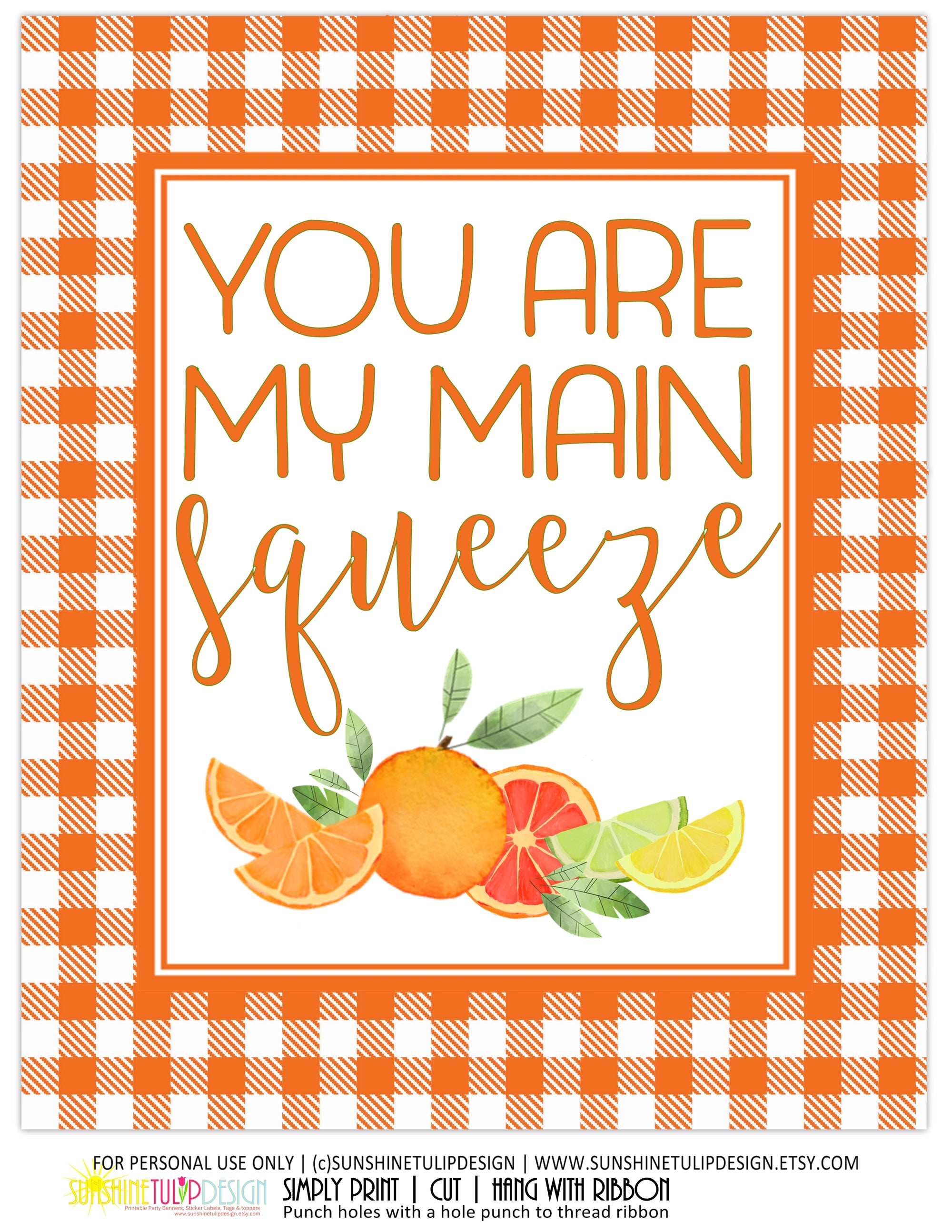 Printable Citrus Party Decorations, Printable Bridal Shower Decorations, Printable Wedding Anniversary Decorations by SUNSHINETULIPDESIGN