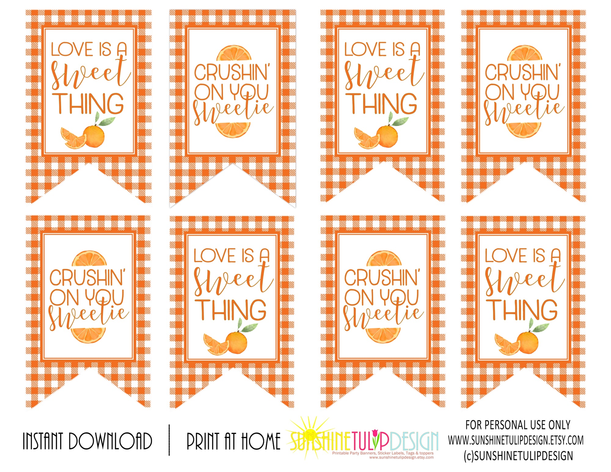 Printable Citrus Party Decorations, Printable Bridal Shower Decorations, Printable Wedding Anniversary Decorations by SUNSHINETULIPDESIGN