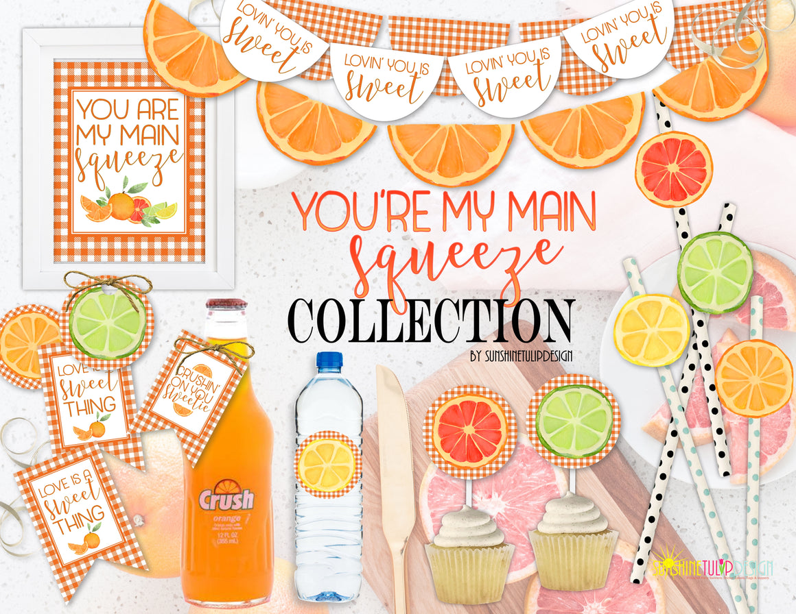 Printable Citrus Party Decorations, Printable Bridal Shower Decorations, Printable Wedding Anniversary Decorations by SUNSHINETULIPDESIGN