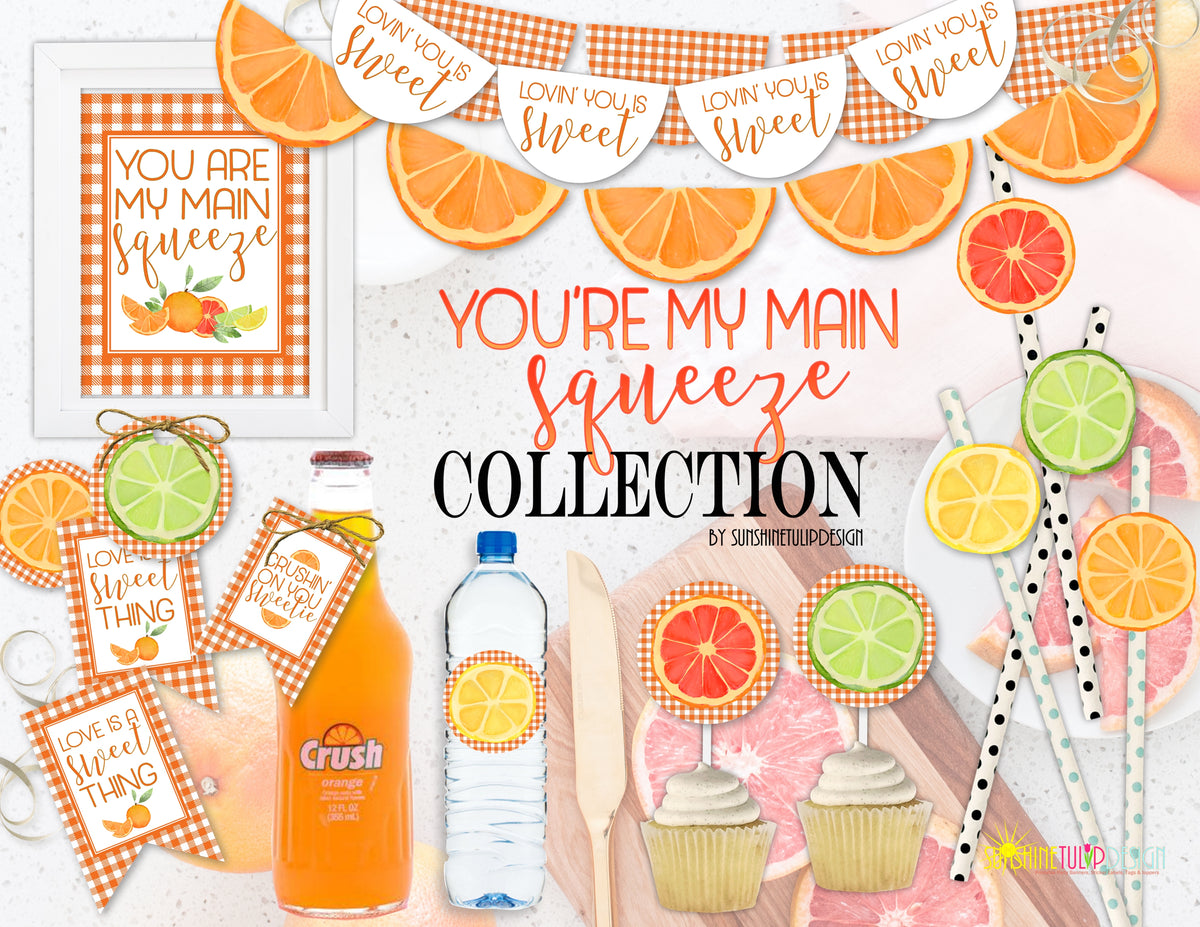 Printable Citrus Party Decorations, Printable Bridal Shower Decorations, Printable Wedding Anniversary Decorations by SUNSHINETULIPDESIGN