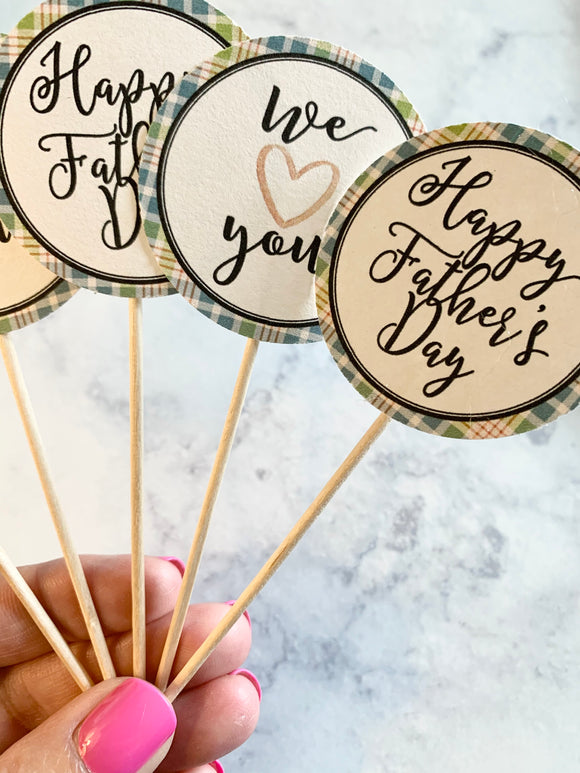 Printable Father's Day Cupcake Toppers, Father's Day Party Favor Tags by SUNSHINETULIPDESIGN