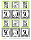 Printable 50th Birthday Five Oh! Lime Green & Black Cupcake Toppers, Sticker Labels & Party Favor Tags - Sunshinetulipdesign - 1