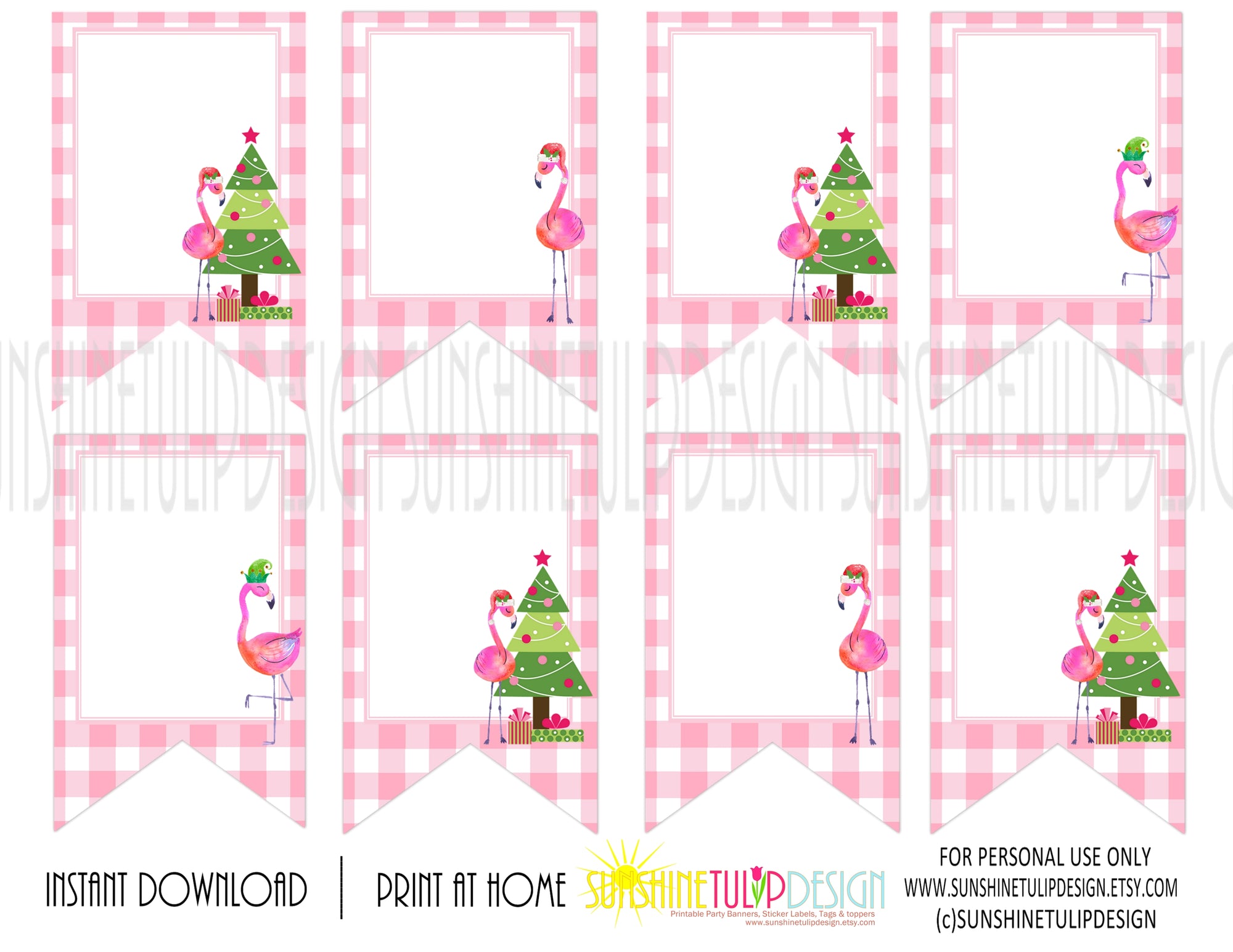 Printable Pink Flamingo Christmas Collection Package, Printable Fa La La Lamingo Christmas Party Package,