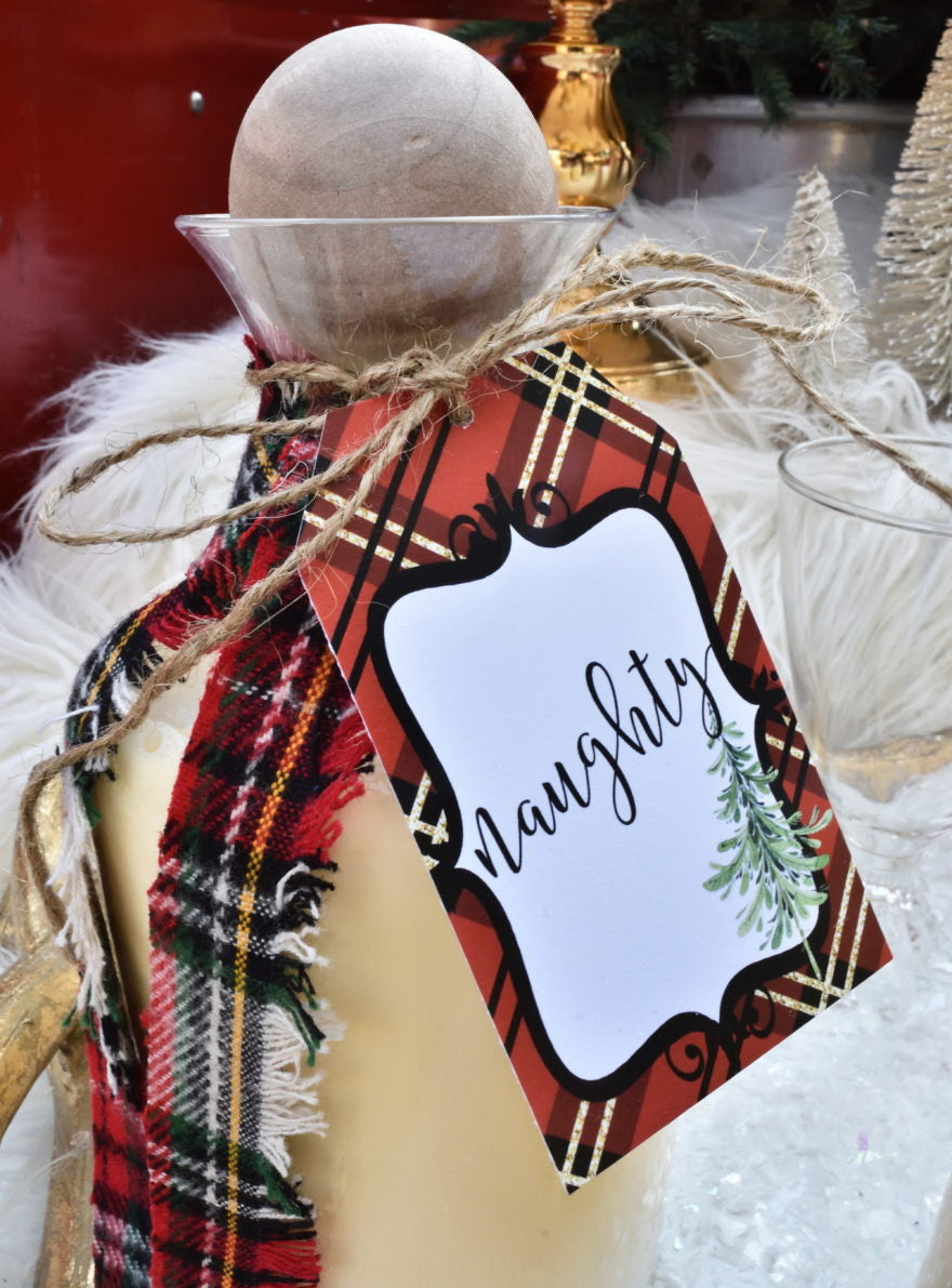 Printable Christmas Plaid Tartan Collection, Eggnog Bar Party Package by Sunshinetulipdesign