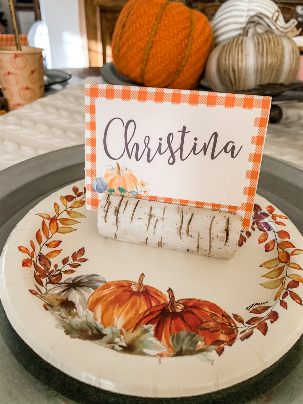 Printable Buffalo Plaid Pumpkin Tent Cards by SUNSHINETULIPDESIGN