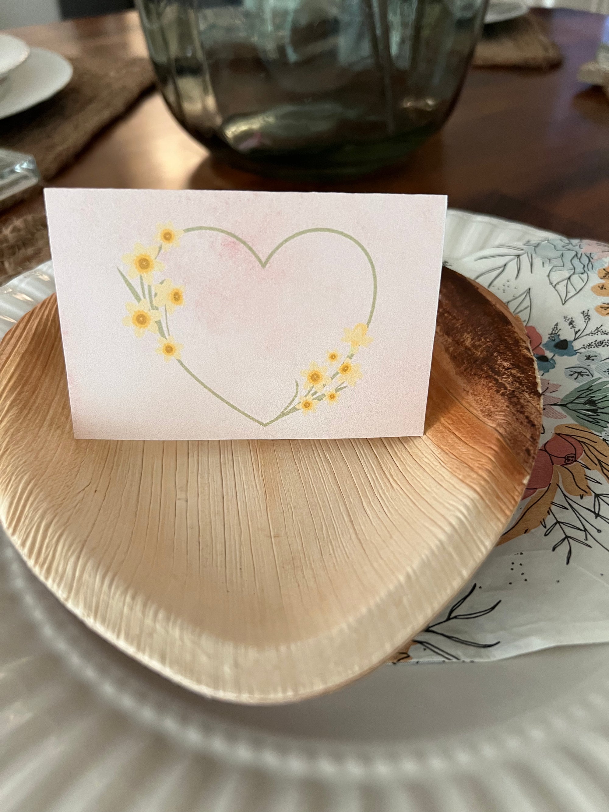 Printable Food Label Tent Cards, Pink Heart floral All Occasion cards