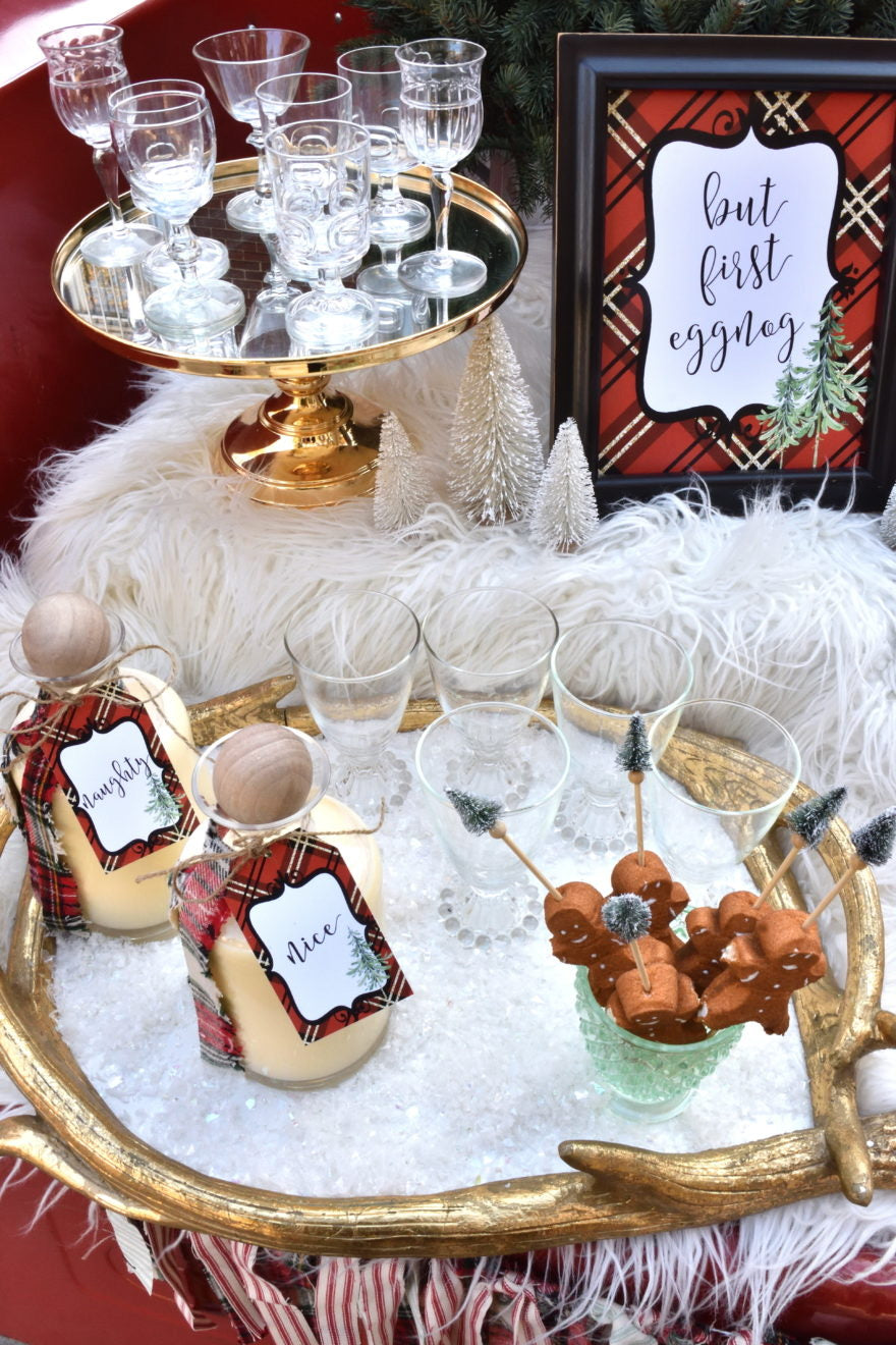 Printable Christmas Plaid Tartan Collection, Eggnog Bar Party Package by Sunshinetulipdesign