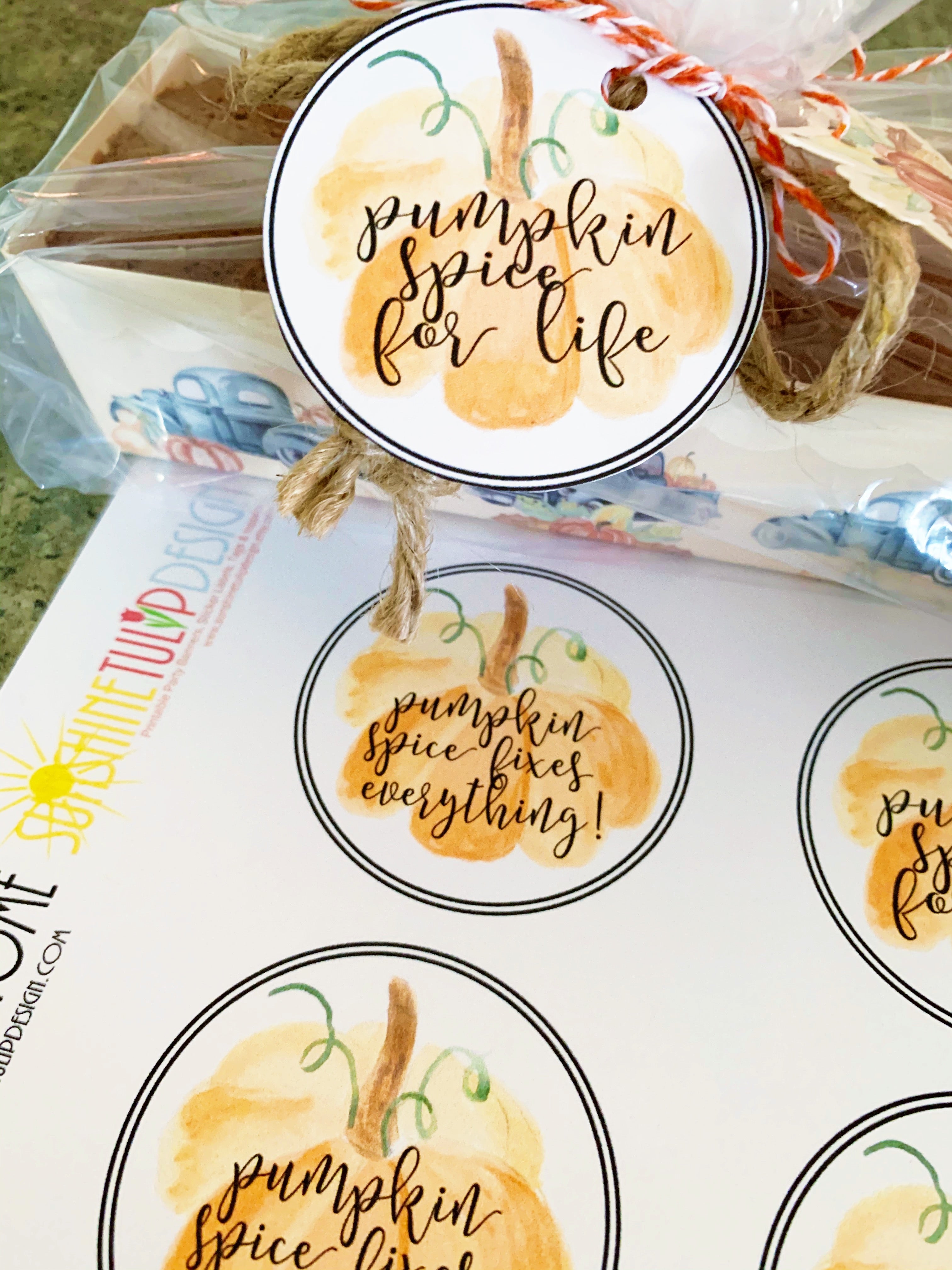 Printable Fall Pumpkin Spice Treat Tags, Baked Goods Tags, Candy Tags, -  Sunshinetulipdesign