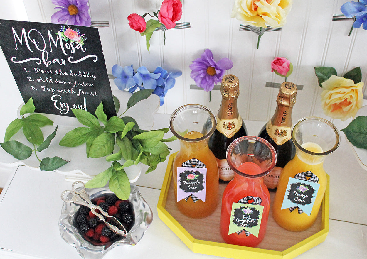 Printable Mimosa, MOMosa Bar Collection, Printable Mother's Day Party Decorations, Instant Download MOMosa Bar Brunch Party by SUNSHINETULIPDESIGN