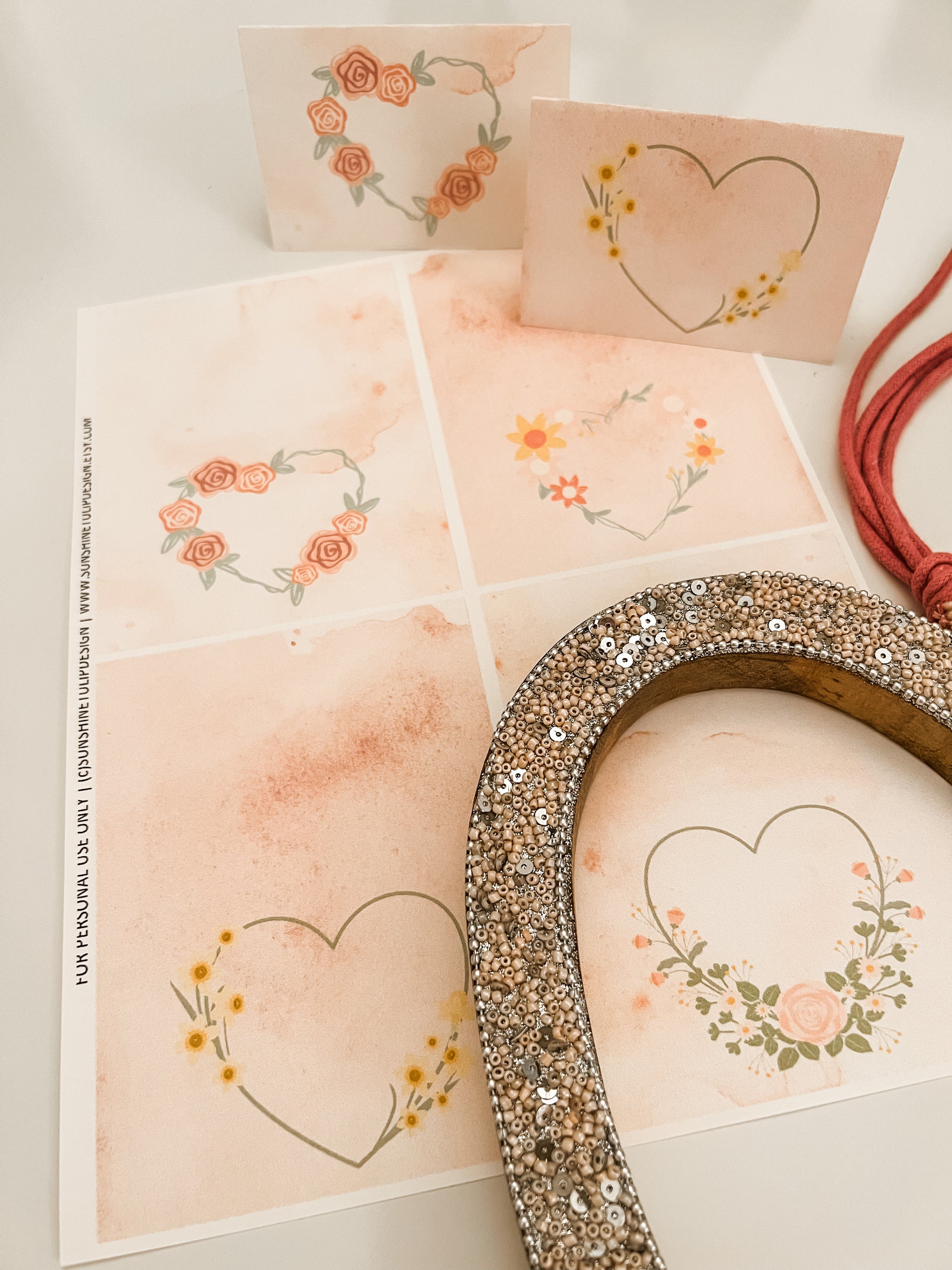 Printable Food Label Tent Cards, Pink Heart floral All Occasion cards