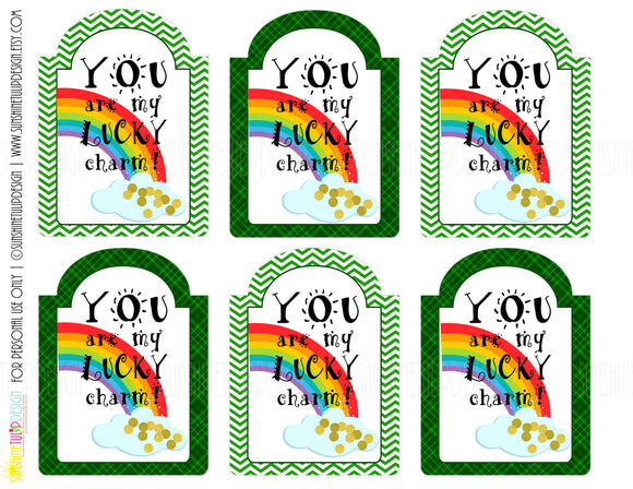 Printable Lucky Charm Gift Tags, St Patrick's Day Gift Tags, Teacher Appreciation Tags, Lucky Charms cereal treat by SUNSHINETULIPDESIGN - Sunshinetulipdesign