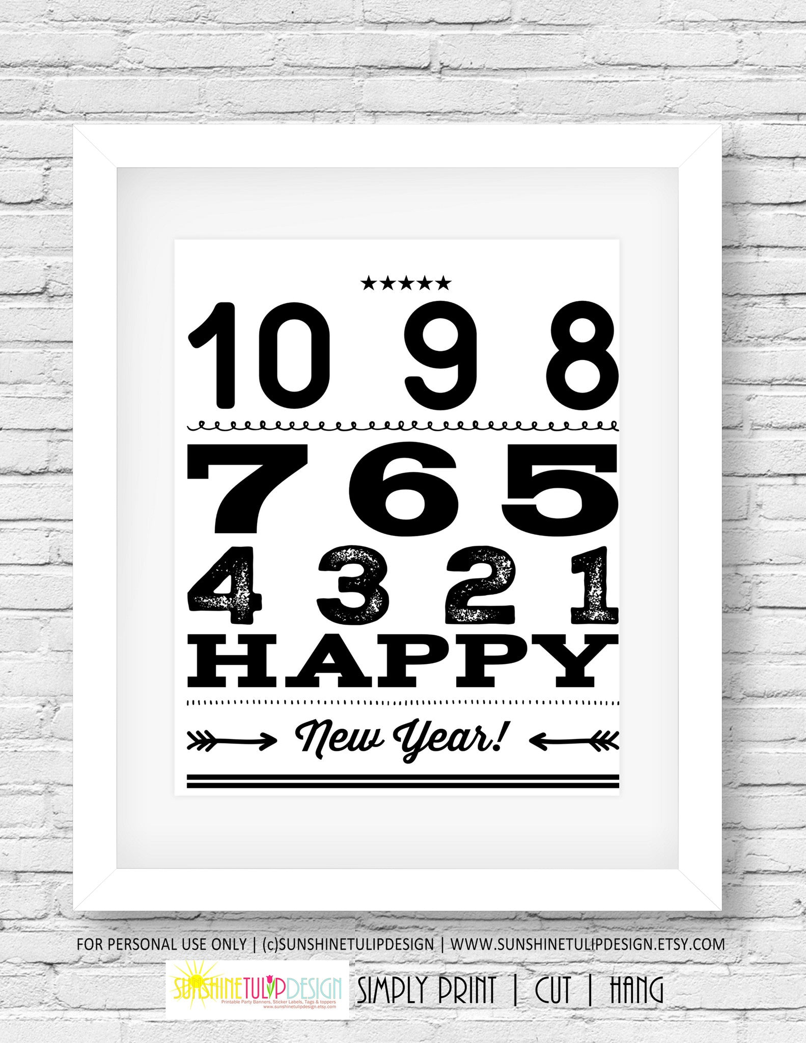Printable New Years Party Wall Decor, New Years Party Print Art by SUNSHINETULIPDESIGN - Sunshinetulipdesign - 1