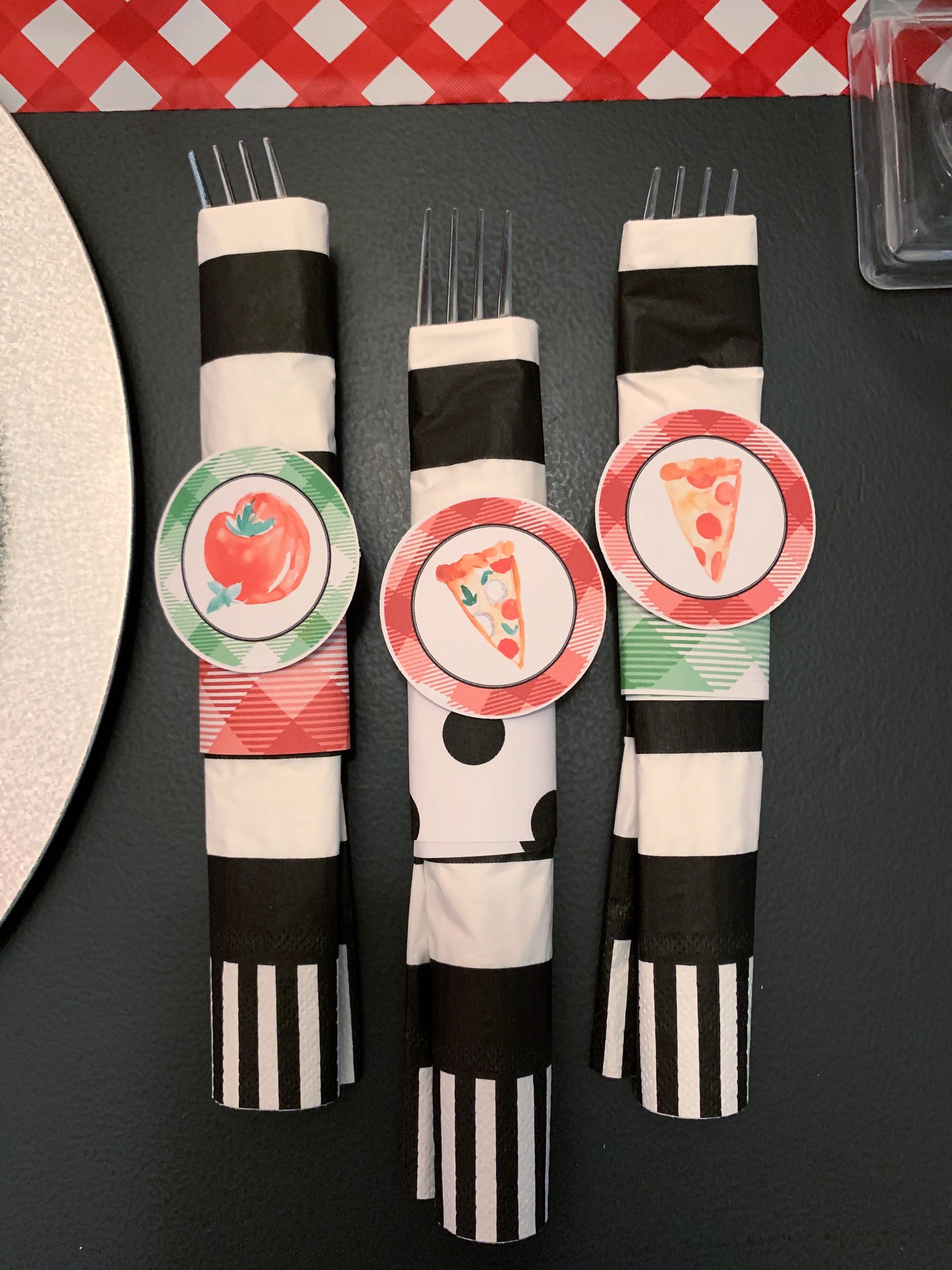 Printable Pizza Party Decorations, Instant Download Polka Dot Pizza Party Package by SUNSHINETULIPDESIGN