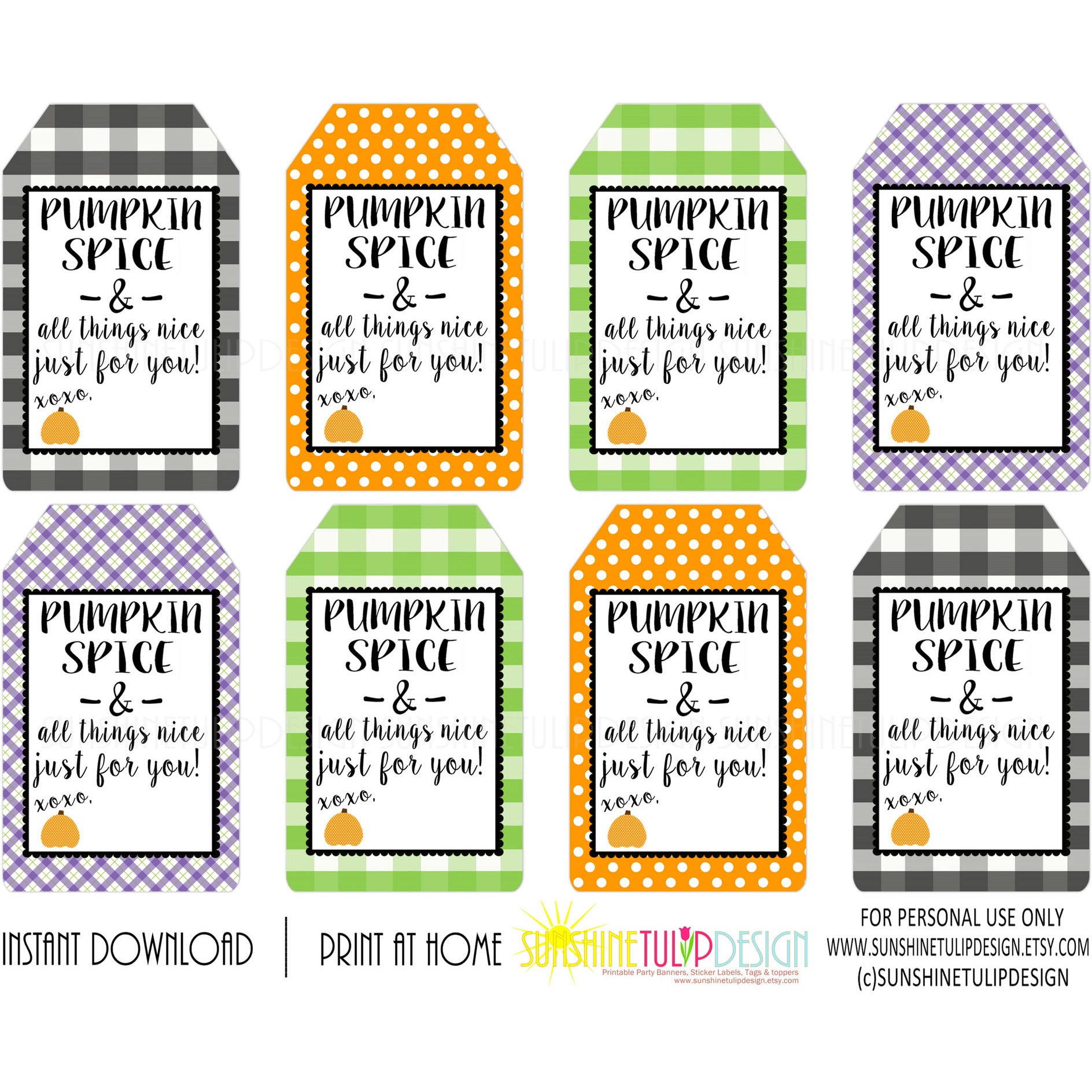 Pumpkin Spice & Everything Nice Tags, Printable Teacher Appreciation H - Sunshinetulipdesign for Fall Gift Tags Printable Free