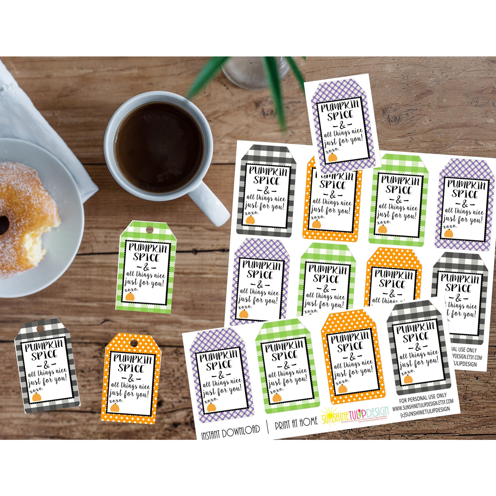 Pumpkin Spice & Everything Nice Tags, Printable Teacher Appreciation HALLOWEEN tags, Pumpkin Spice Gift Tags by SUNSHINETULIPDESIGN - Sunshinetulipdesign - 1
