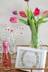 Printable Hello Spring Art, Printable Spring Wall Sign, Home Decor by SUNSHINETULIPDESIGN